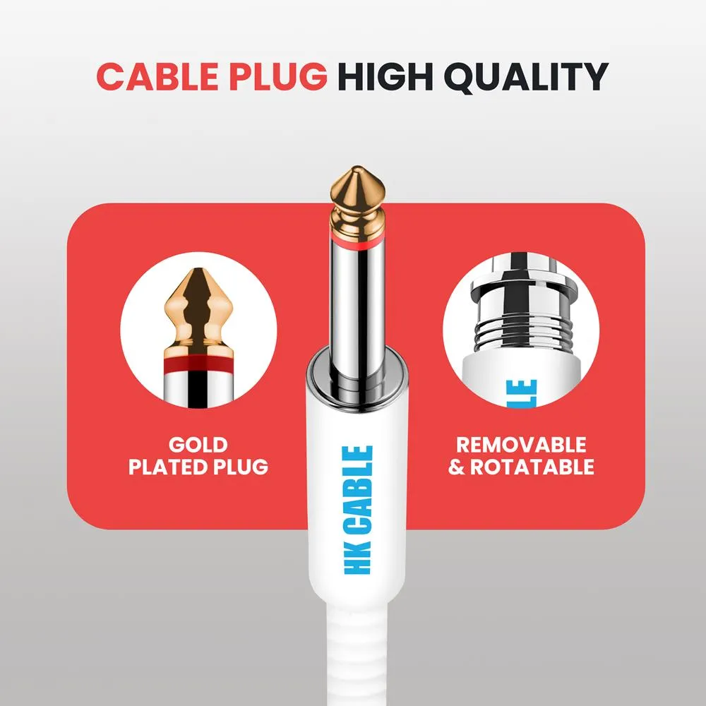 10 Ft. Guitar Instrument Cable - Amp Cord Straight 1/4-Inch Ts To Straight With Black Cloth For Electric Guitar, Bass, Keyboard