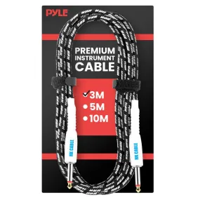10 Ft. Guitar Instrument Cable - Amp Cord Straight 1/4-Inch Ts To Straight With Black Cloth For Electric Guitar, Bass, Keyboard