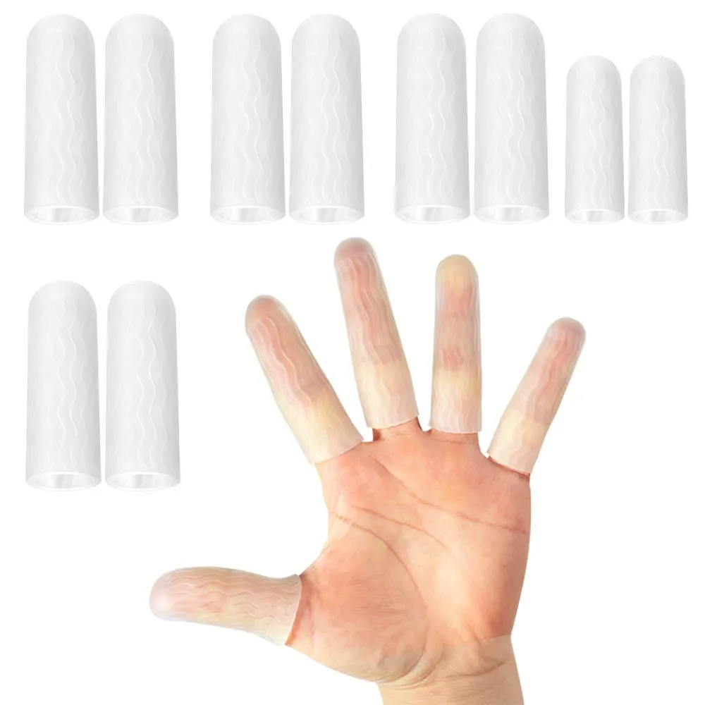 10 Pack Silicone Finger Protectors,for Man,Gel Finger Cots & Protector,Relief from Pain of Finger Tips Cracked, Arthritis