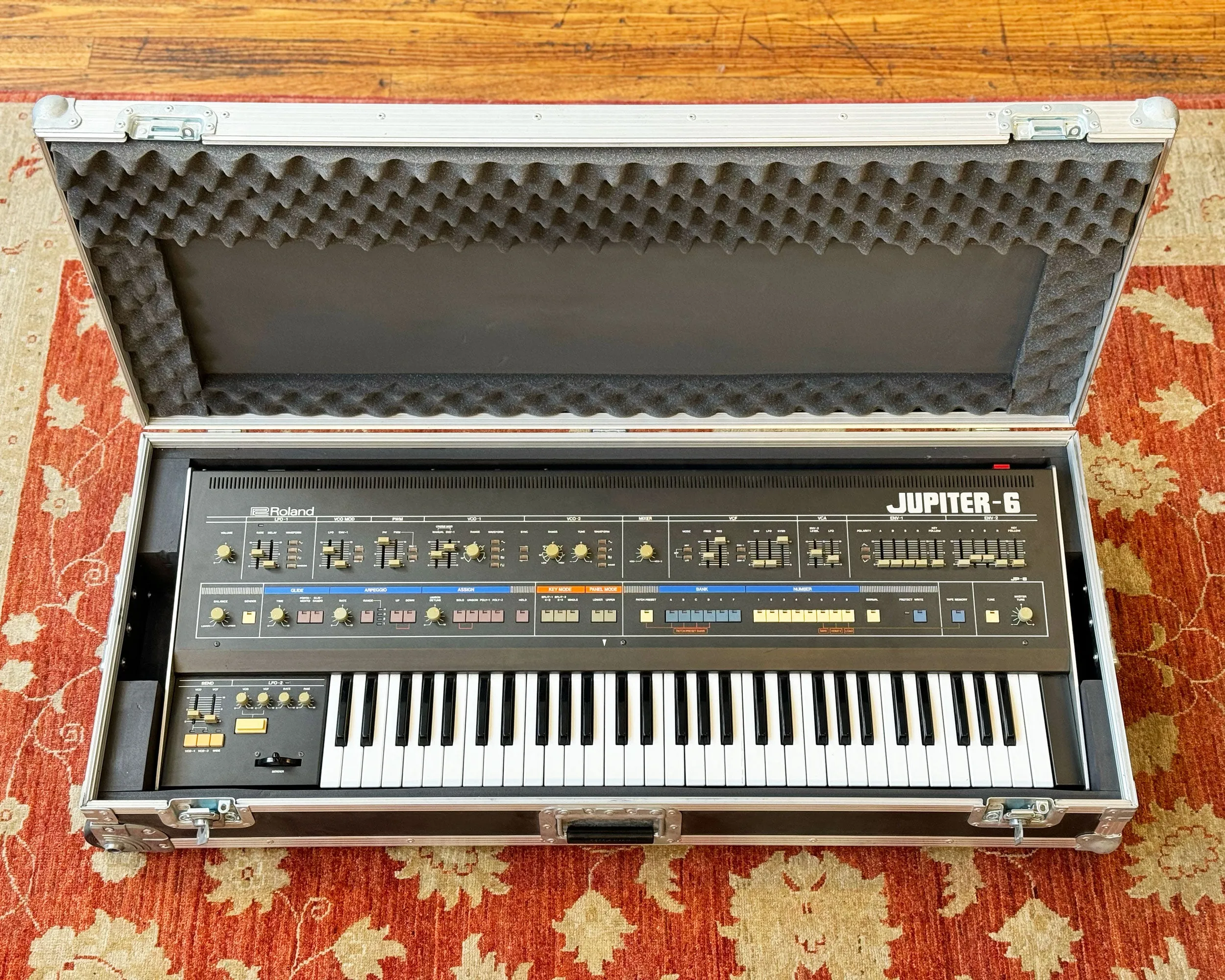 1983 Roland Jupiter 6 Polyphonic Analogue Synthesizer with EPS Flight Case - Serviced