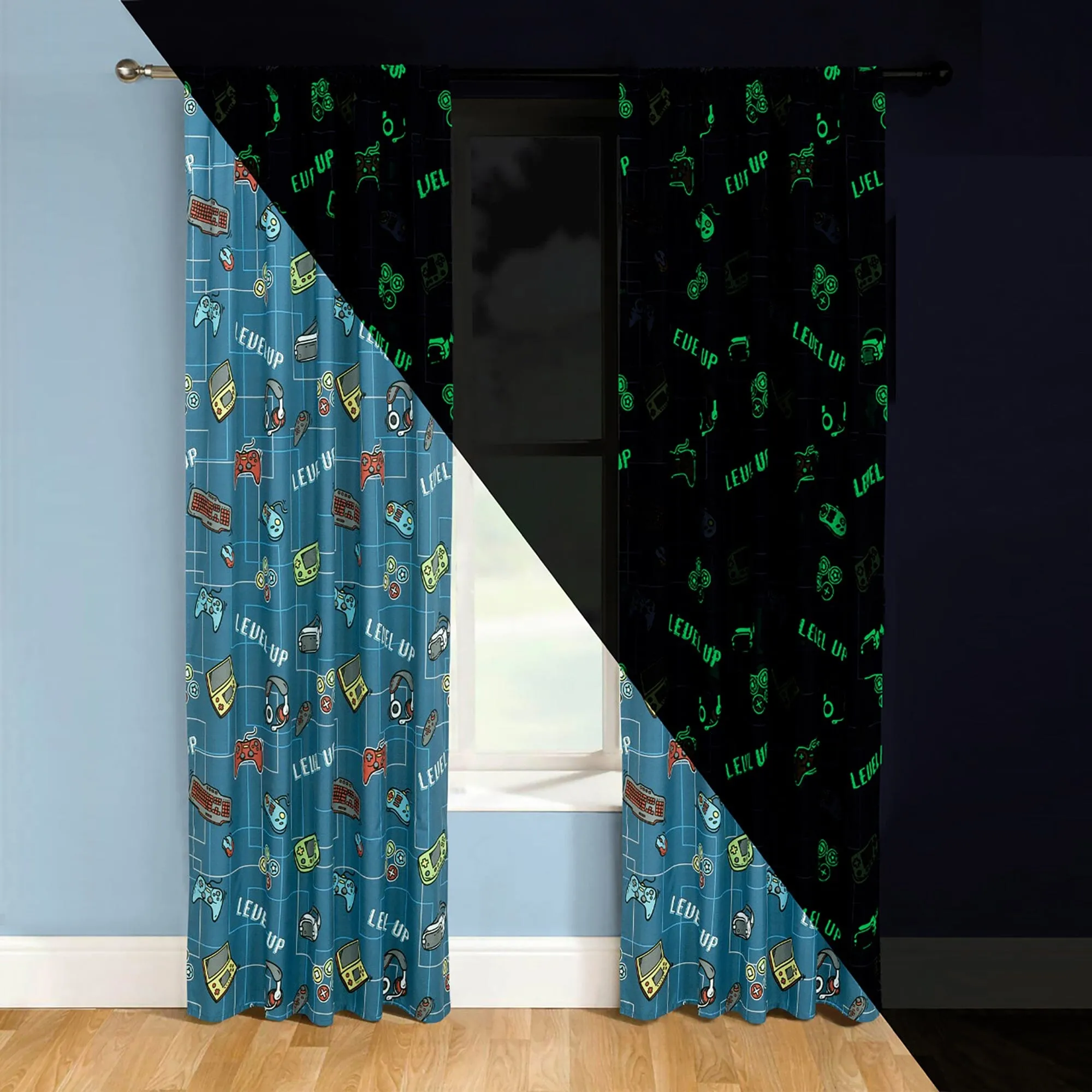2-Piece Set: Kidz Mix Level Up Glow-in-the-Dark Window Panel Pair