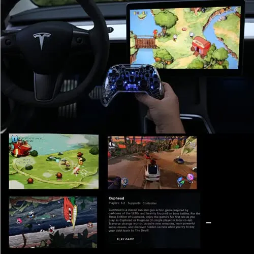 2021-2022 New Updated Tesla Game Controller, Wireless PC Game Controller Compatible with Tesla Model 3 / Y / S, PC, Switch, Steam, Tesla Screen Controller With Dual-Vibration, 8 Semi-Transparent LED Backlight