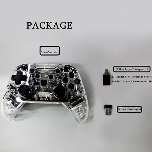 2021-2022 New Updated Tesla Game Controller, Wireless PC Game Controller Compatible with Tesla Model 3 / Y / S, PC, Switch, Steam, Tesla Screen Controller With Dual-Vibration, 8 Semi-Transparent LED Backlight