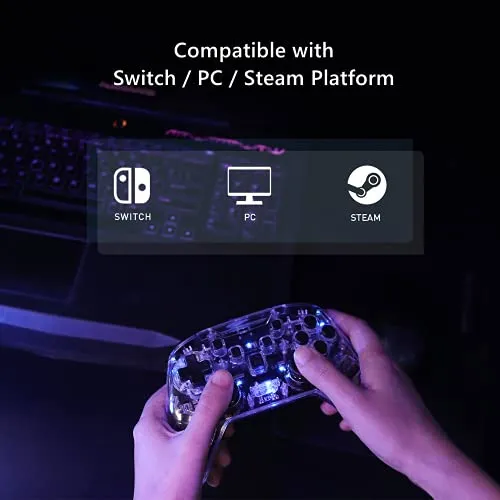 2021-2022 New Updated Tesla Game Controller, Wireless PC Game Controller Compatible with Tesla Model 3 / Y / S, PC, Switch, Steam, Tesla Screen Controller With Dual-Vibration, 8 Semi-Transparent LED Backlight