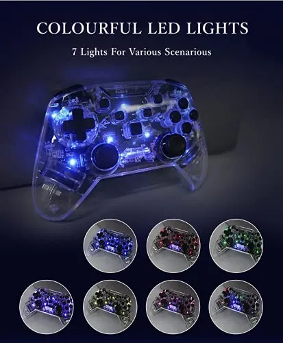 2021-2022 New Updated Tesla Game Controller, Wireless PC Game Controller Compatible with Tesla Model 3 / Y / S, PC, Switch, Steam, Tesla Screen Controller With Dual-Vibration, 8 Semi-Transparent LED Backlight