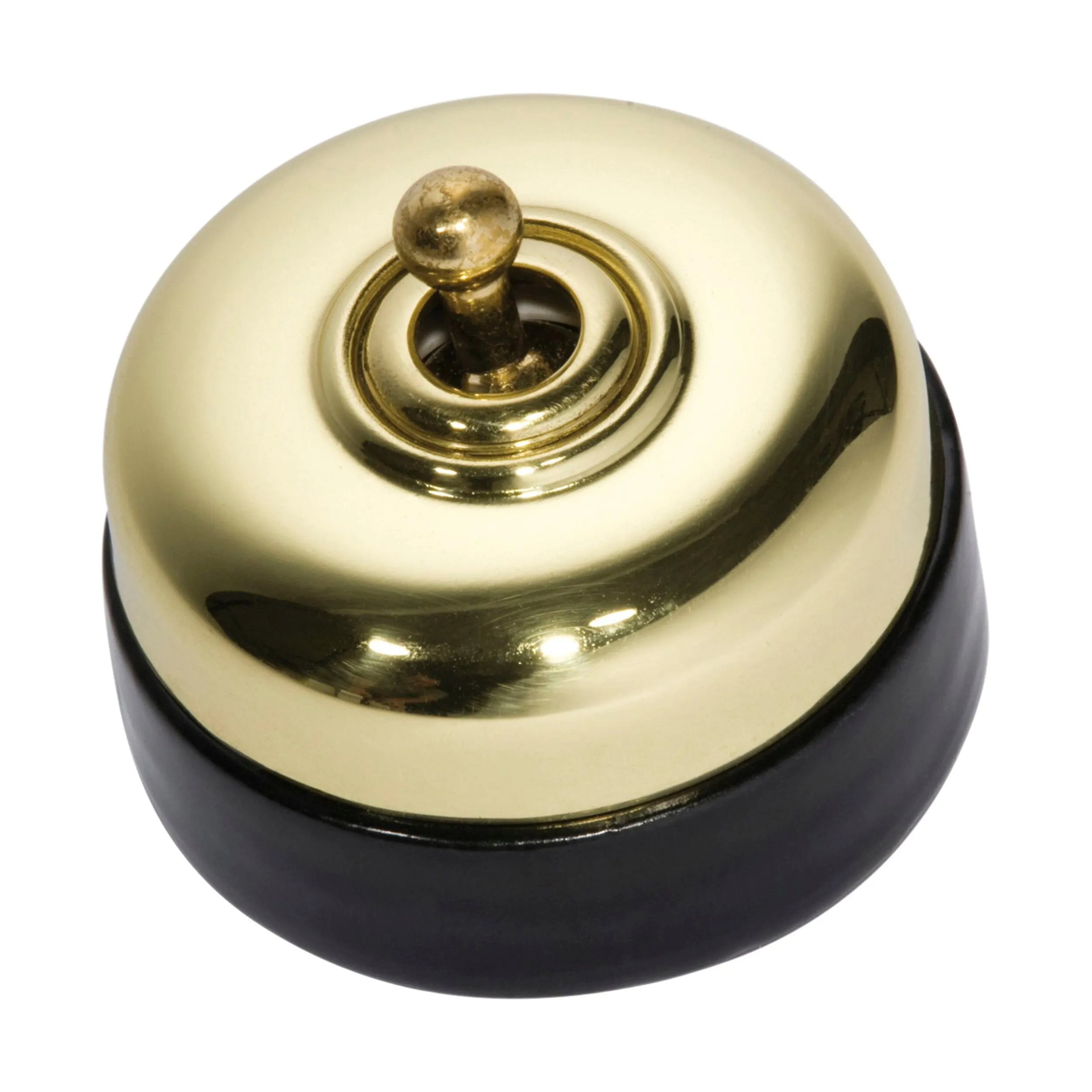 5150 Switch Black Porcelain Base Polished Brass D60xP48mm