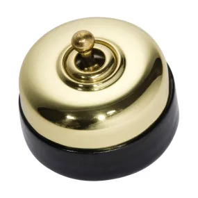 5150 Switch Black Porcelain Base Polished Brass D60xP48mm