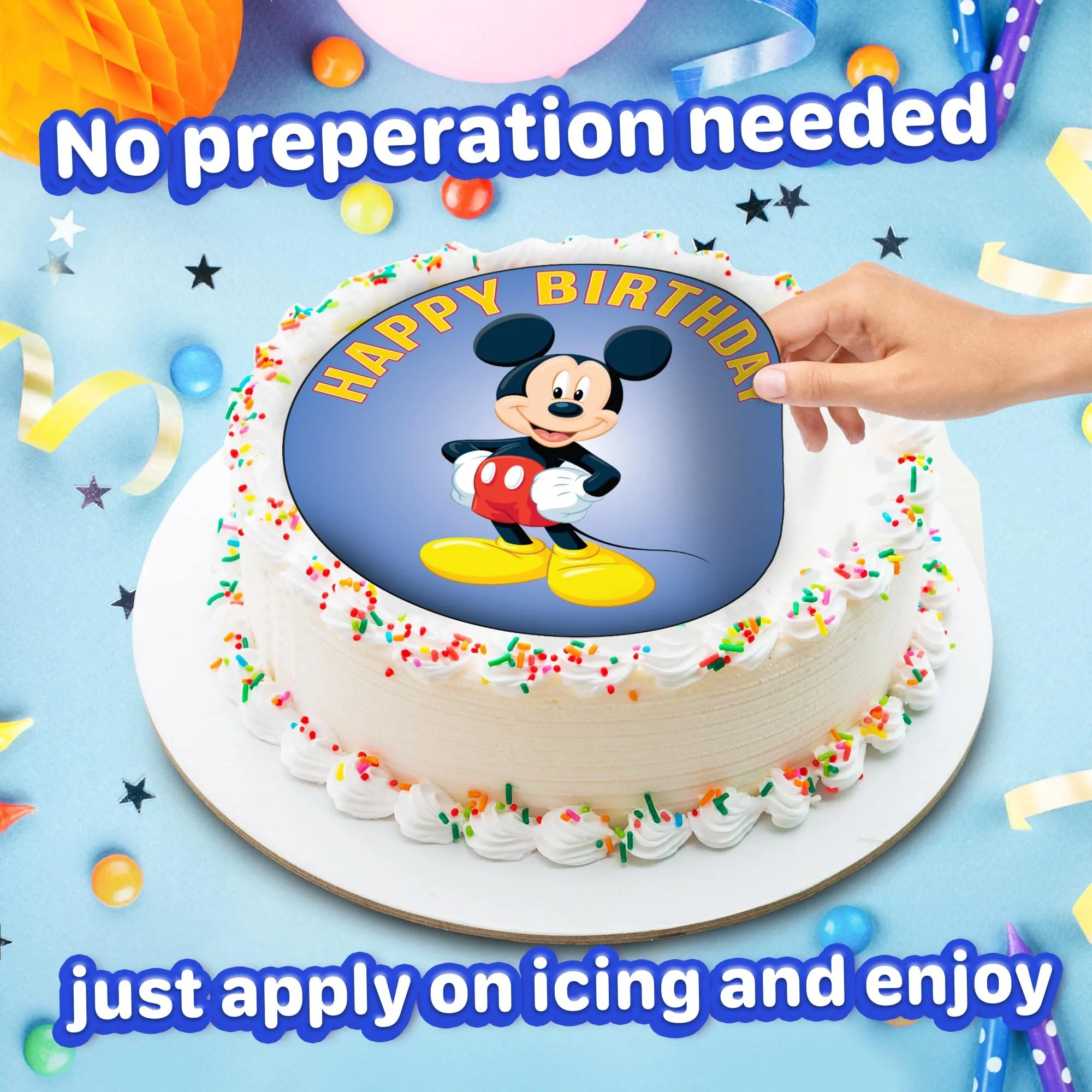 7.5 Inch Edible Cake Toppers – Classic Mouse Character Themed Birthday Party Collection of Edible Cake Decorations