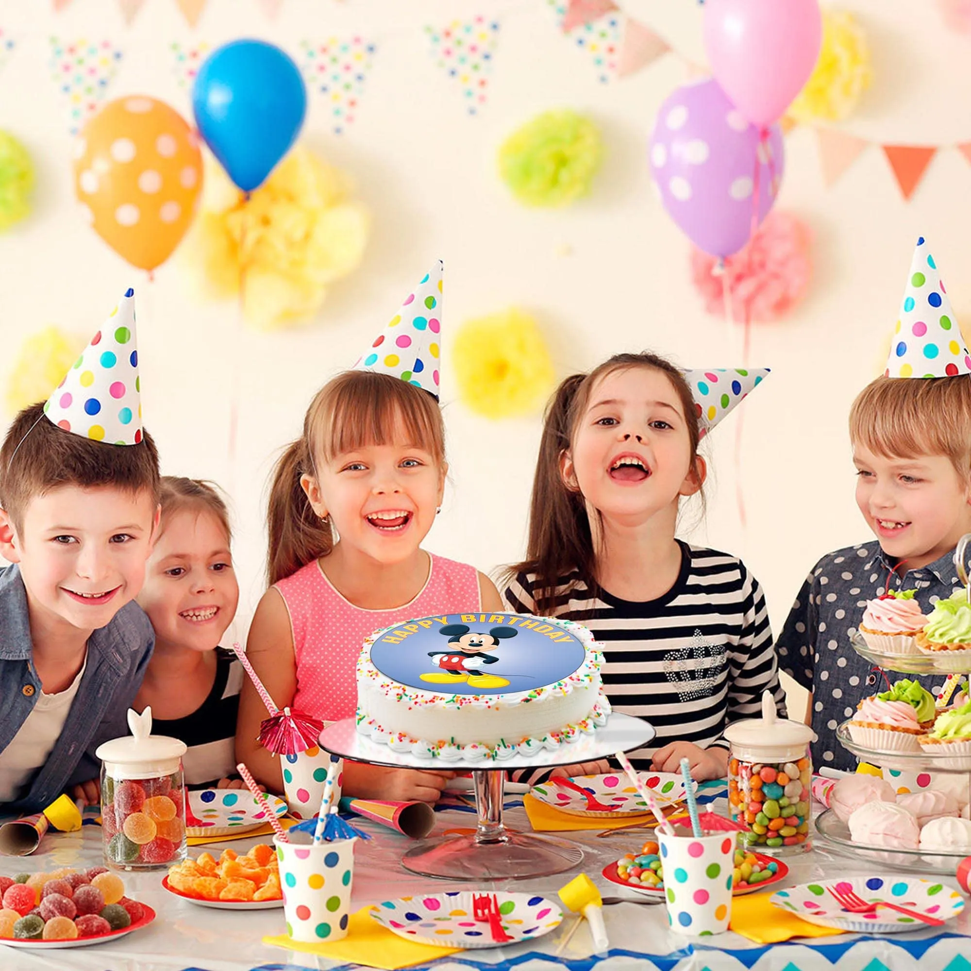 7.5 Inch Edible Cake Toppers – Classic Mouse Character Themed Birthday Party Collection of Edible Cake Decorations