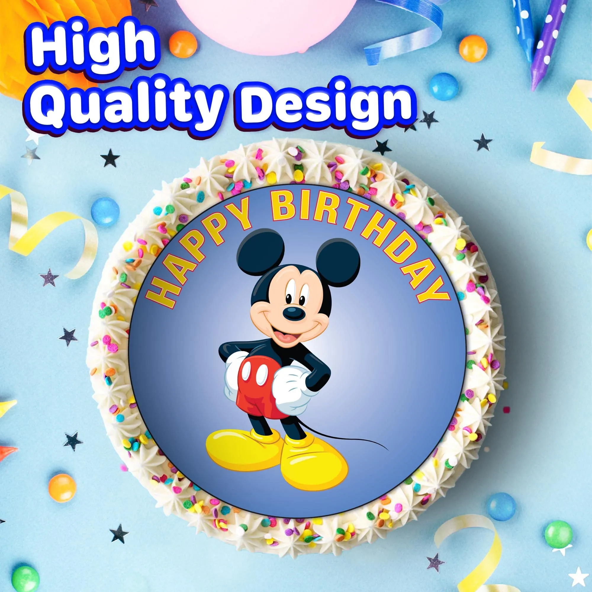 7.5 Inch Edible Cake Toppers – Classic Mouse Character Themed Birthday Party Collection of Edible Cake Decorations