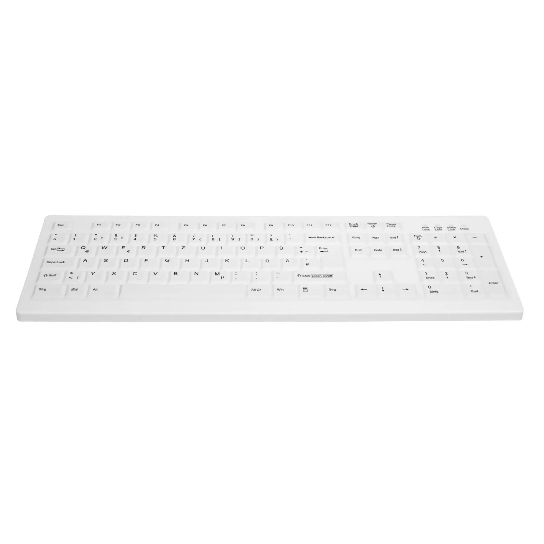 Active Key AK-C8100F Wipeable Keyboard in White with Numpad - Wired