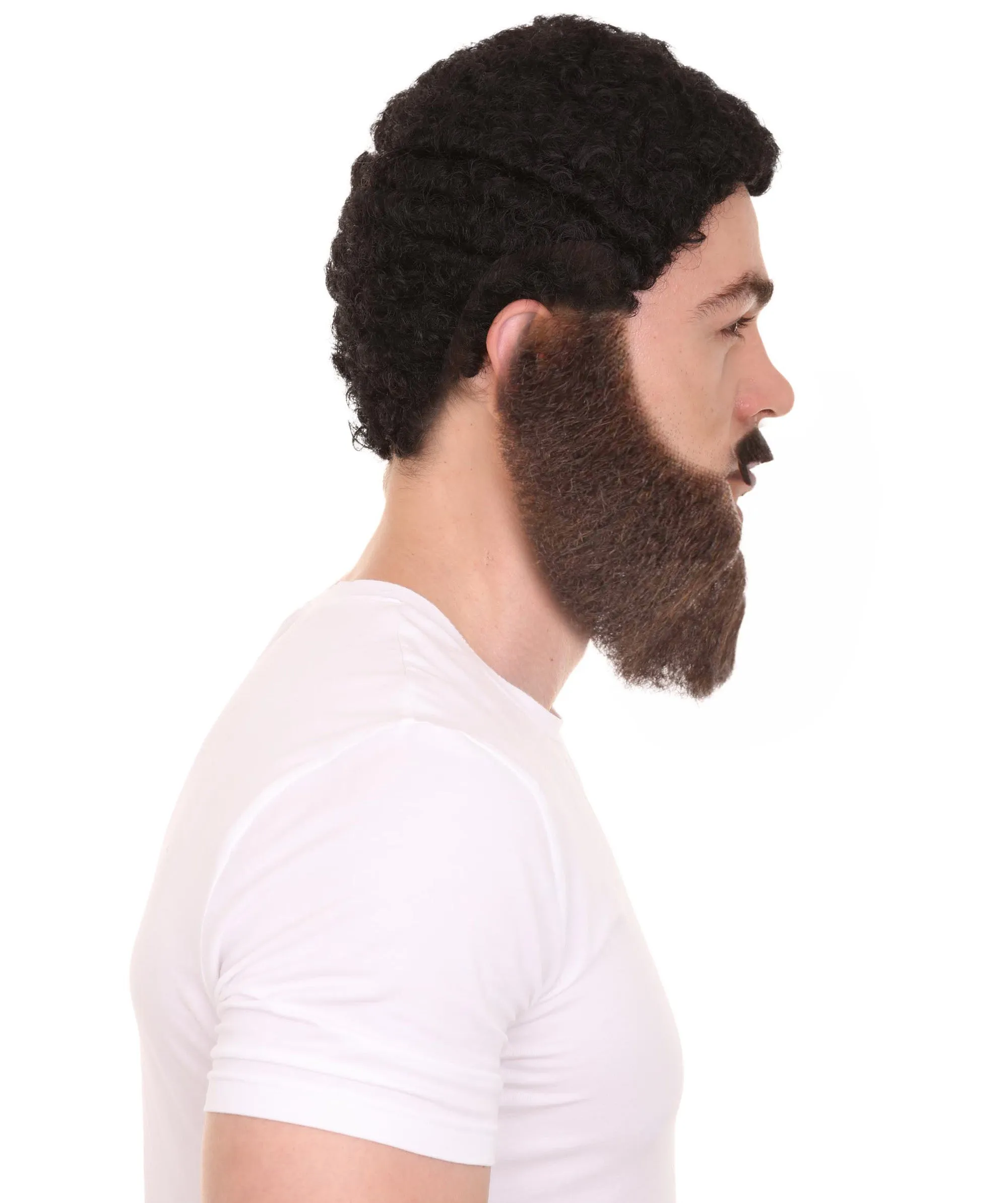 Adult Men's Long Beard and Mustache Set | Perfect For Halloween | Flame-Retardant Synthetic Fiber | Multiple Color Options
