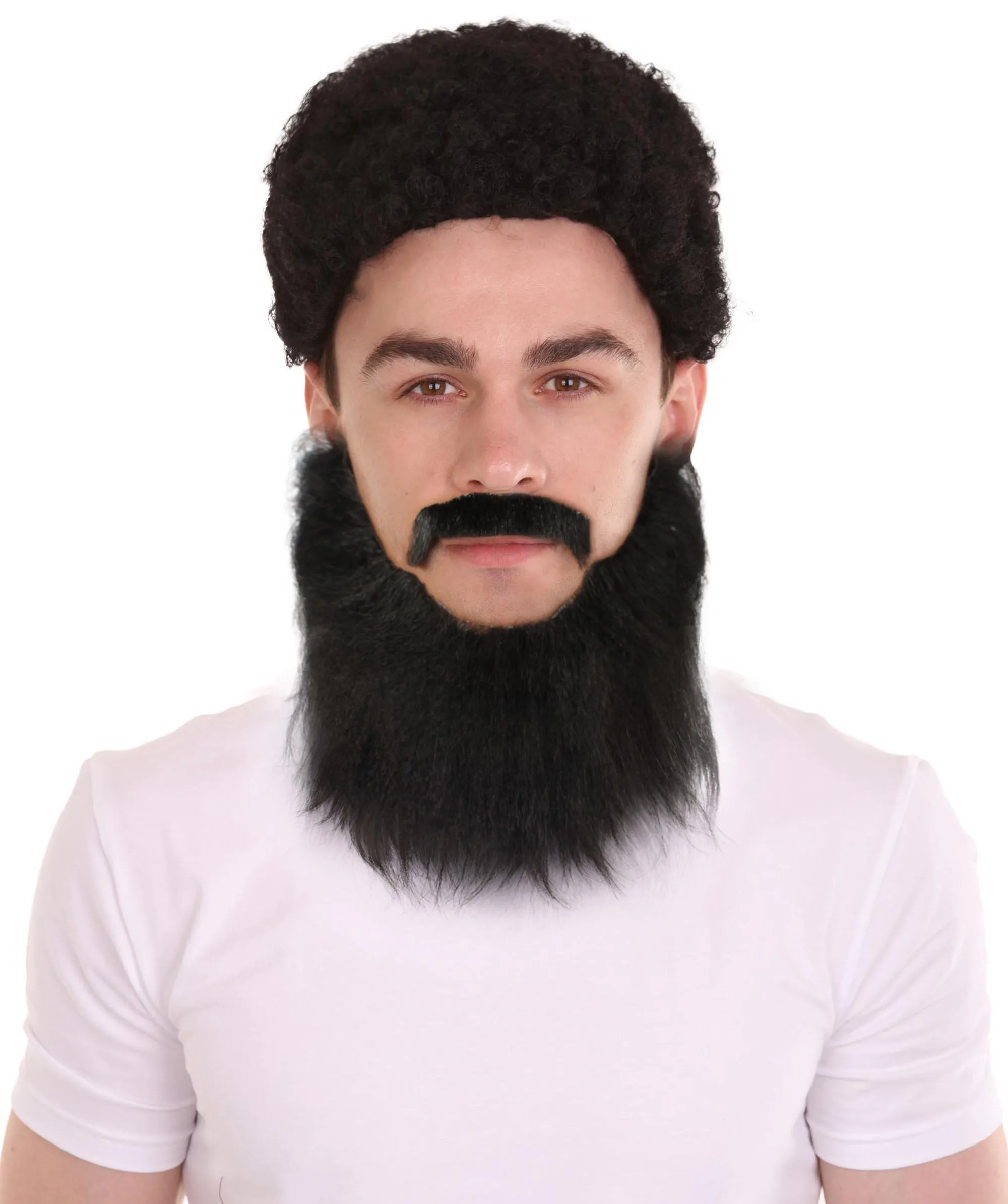 Adult Men's Long Beard and Mustache Set | Perfect For Halloween | Flame-Retardant Synthetic Fiber | Multiple Color Options