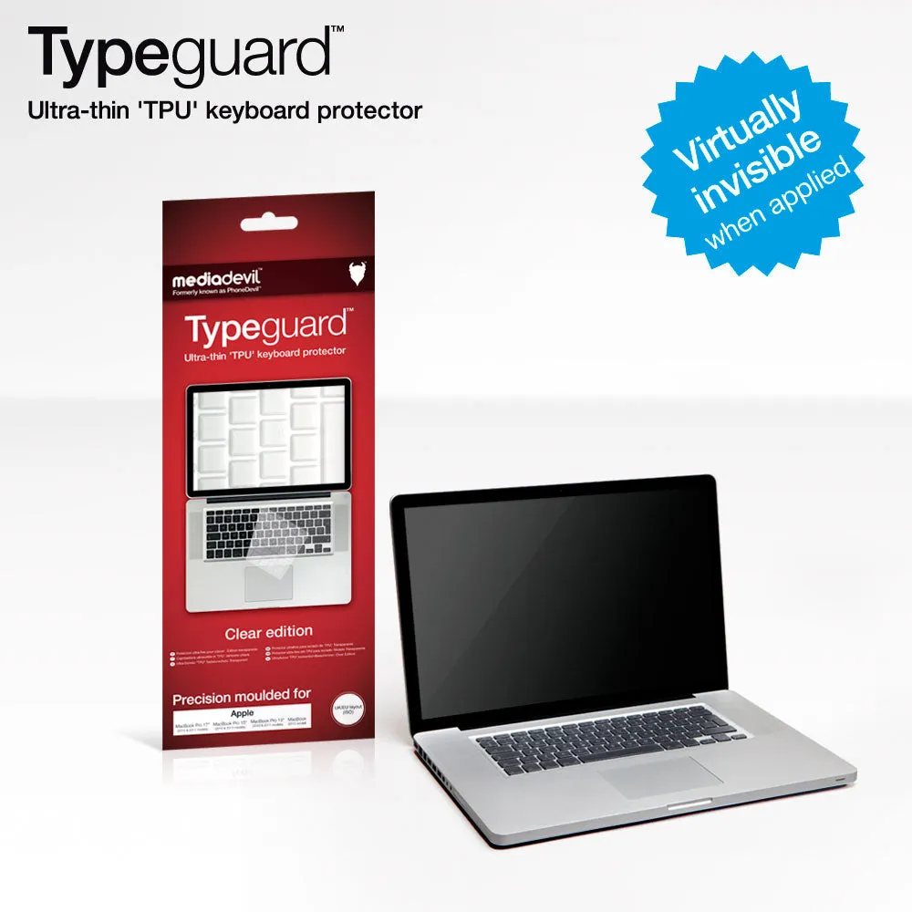 Apple MacBook Pro with Retina Display 13"/15" (2012-2015) and MacBook Air 13" (2012-2017) Keyboard Protector (Clear) | Typeguard