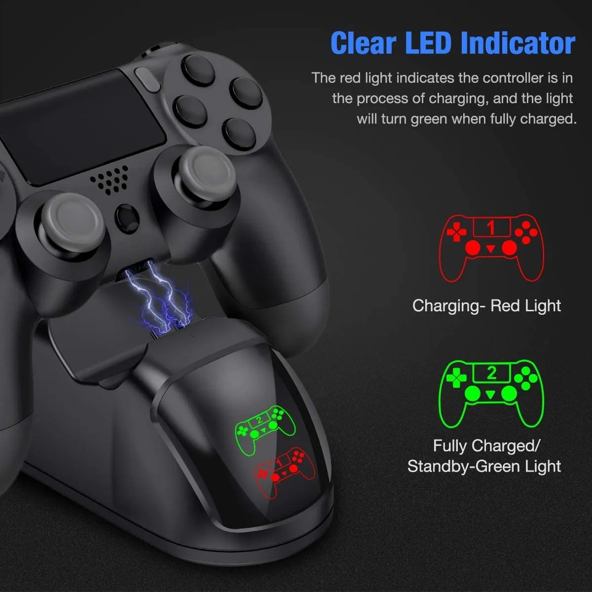 BEBONCOOL Controller USB Charging Station Dock for PS4