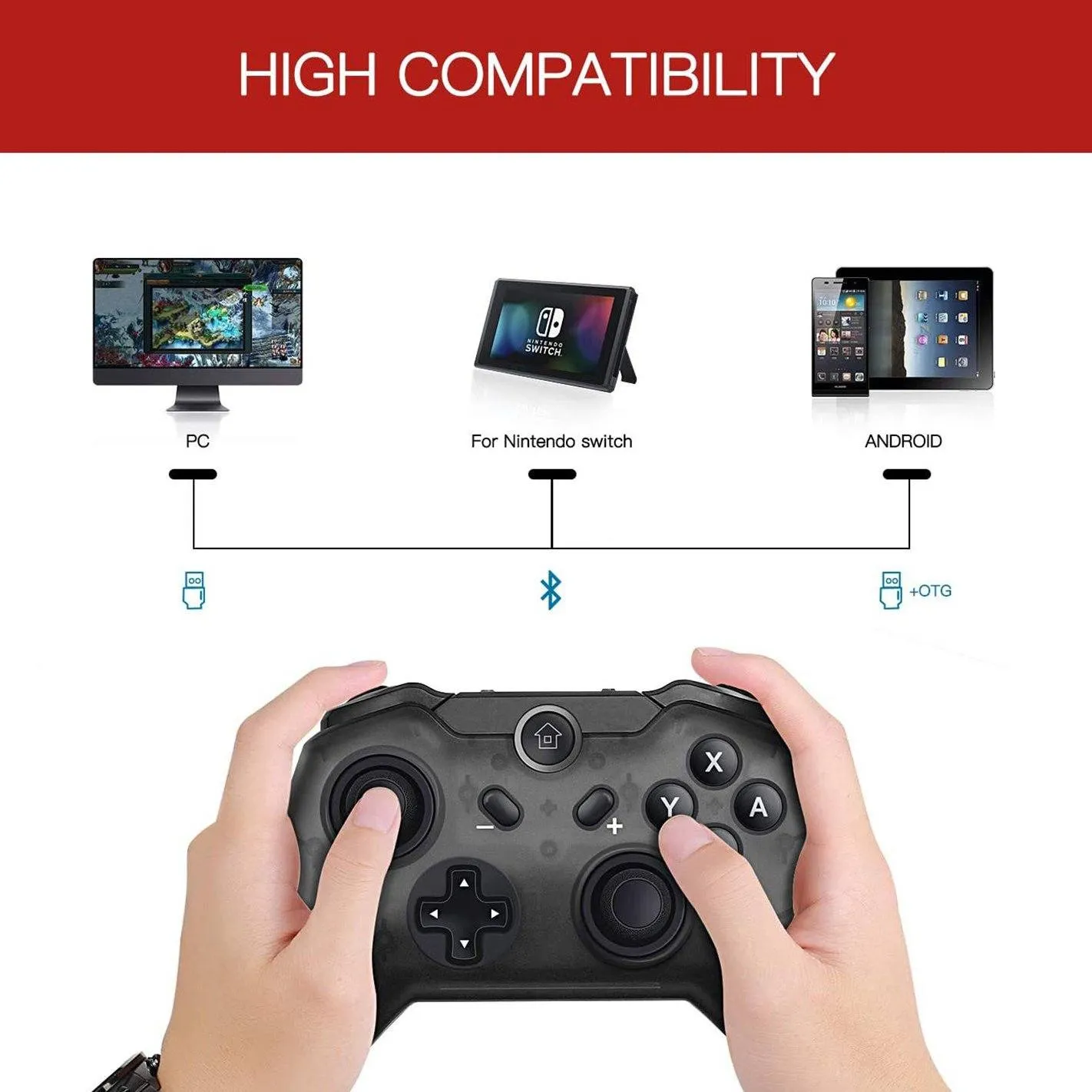 Black Bluetooth Wireless Controller for Nintendo Switch