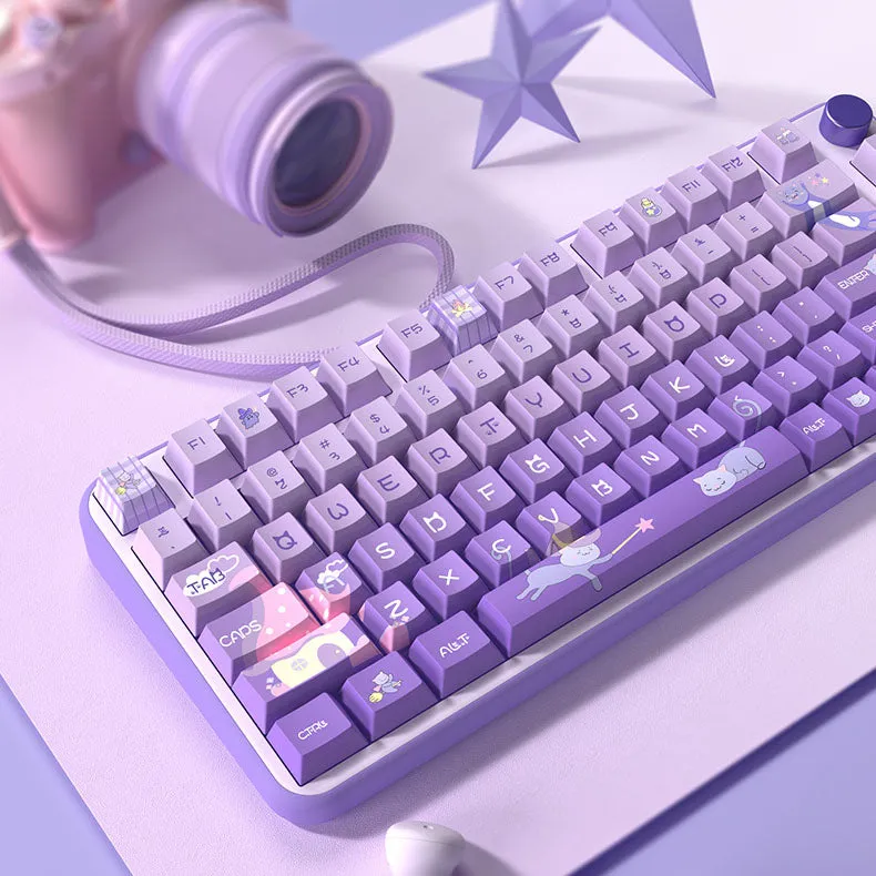Cartoon Kitty Purple Keycap Set