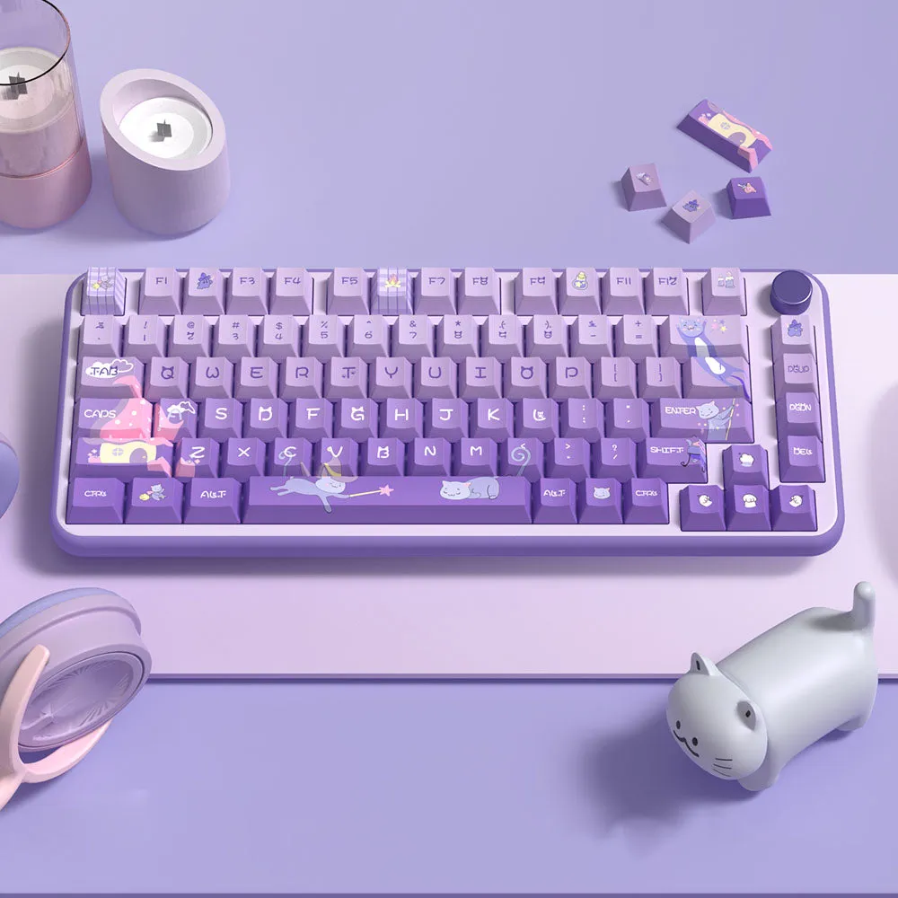 Cartoon Kitty Purple Keycap Set