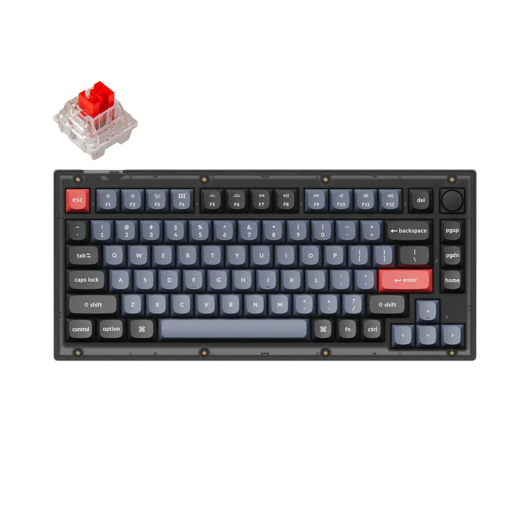 [CLEARANCE] Keychron V1 QMK 84 Keys Compact Wired TKL Tenkeyless Mechanical Keyboard with Hot-Swappable Switches and RGB Backlight with Programmable Knob Version (Red Linear, Brown Tactile) (Frosted Black, Carbon Black) V1C1 V1C3