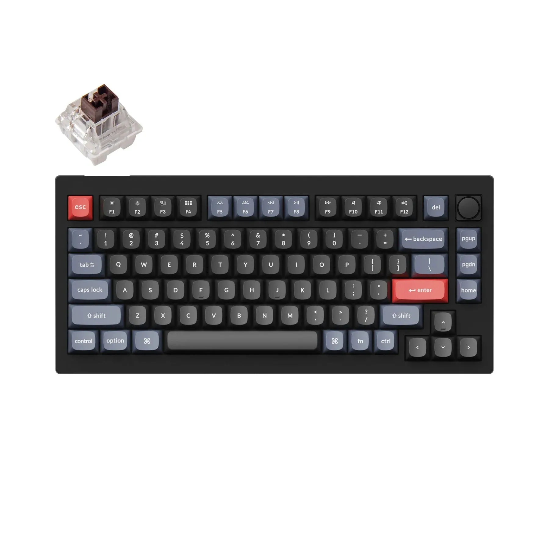 [CLEARANCE] Keychron V1 QMK 84 Keys Compact Wired TKL Tenkeyless Mechanical Keyboard with Hot-Swappable Switches and RGB Backlight with Programmable Knob Version (Red Linear, Brown Tactile) (Frosted Black, Carbon Black) V1C1 V1C3