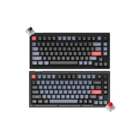 [CLEARANCE] Keychron V1 QMK 84 Keys Compact Wired TKL Tenkeyless Mechanical Keyboard with Hot-Swappable Switches and RGB Backlight with Programmable Knob Version (Red Linear, Brown Tactile) (Frosted Black, Carbon Black) V1C1 V1C3