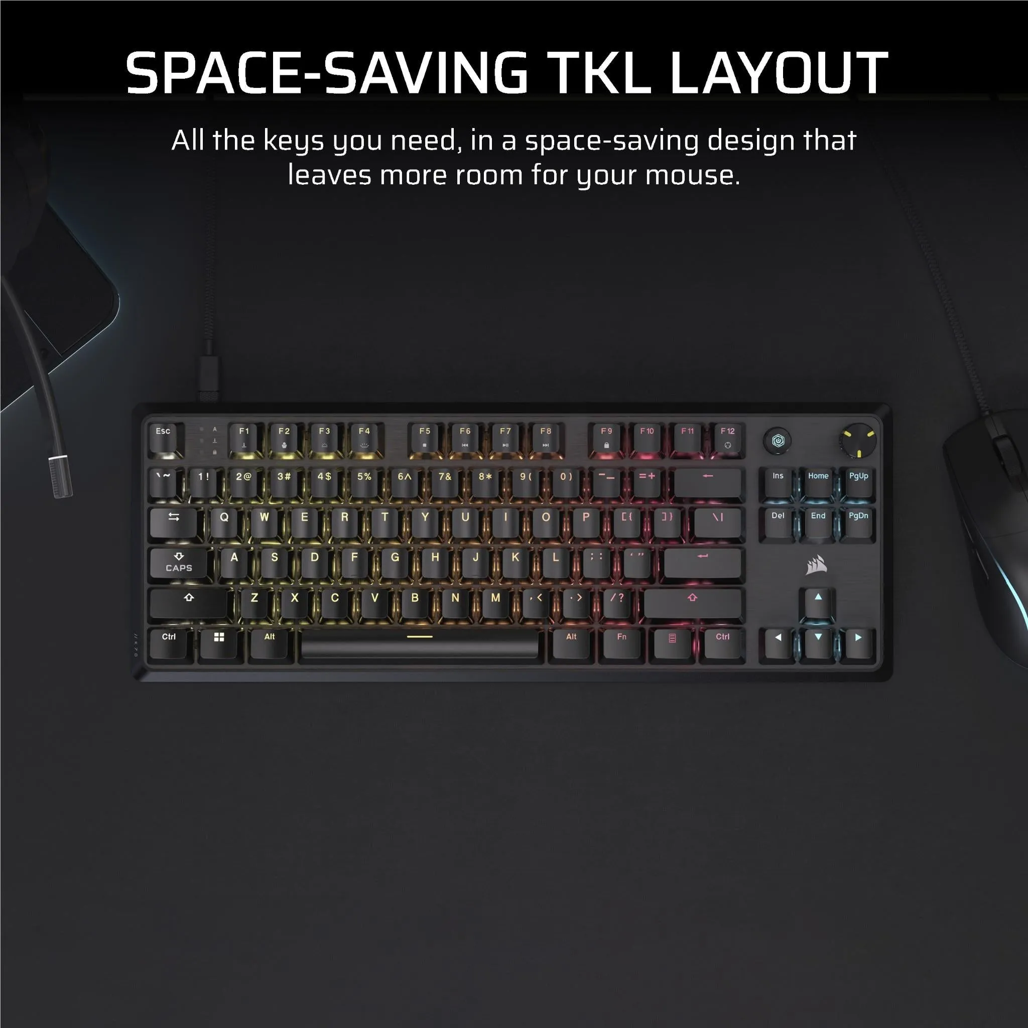 Corsair K70 CORE TKL Tenkeyless Mechanical Gaming RGB Keyboard (Black)