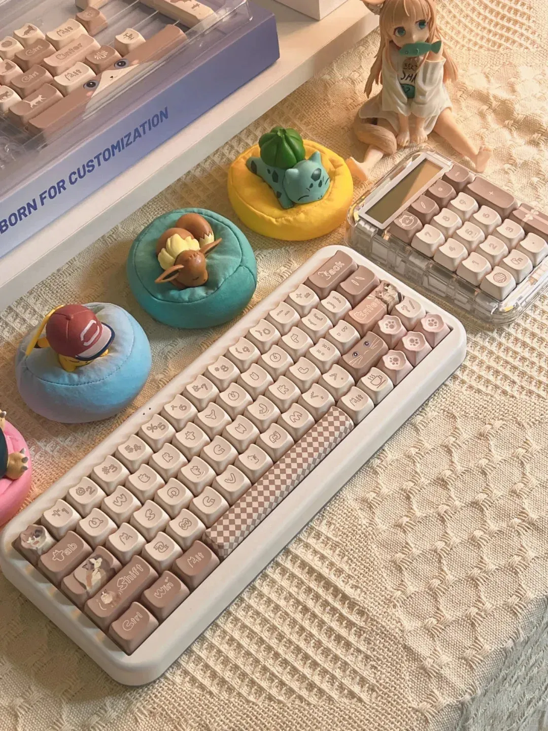 Cute Mocha Mao Cat Shape 108 KEYCAPS