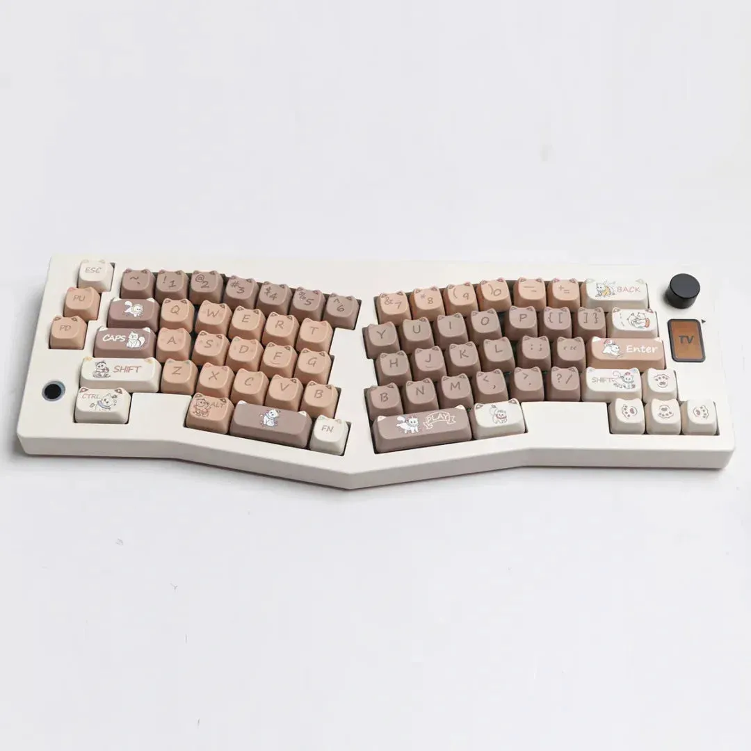 Cute Mocha Mao Cat Shape 108 KEYCAPS