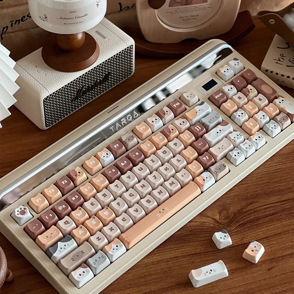 Cute Mocha Mao Cat Shape 108 KEYCAPS