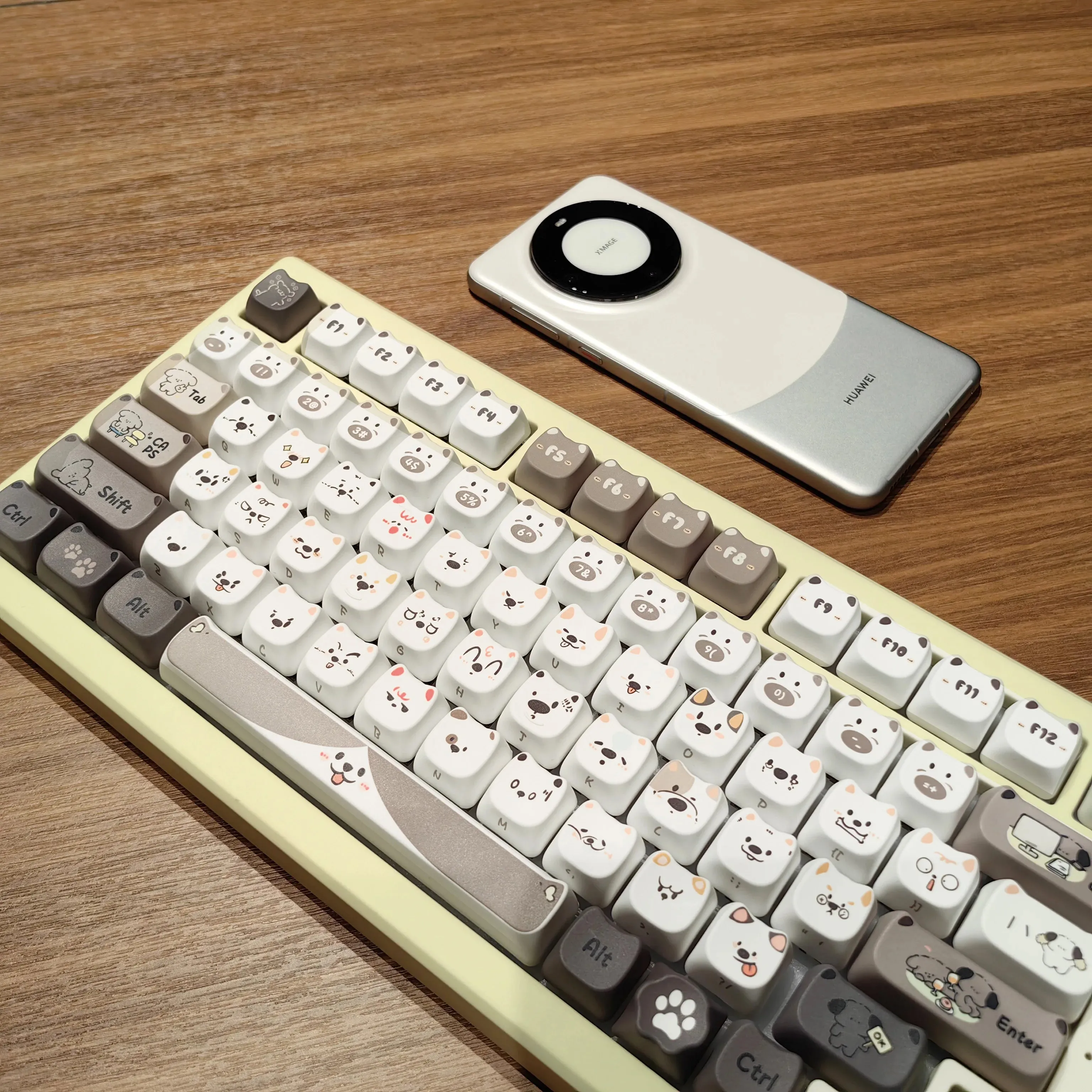 Cute Mocha Mao Cat Shape 108 KEYCAPS