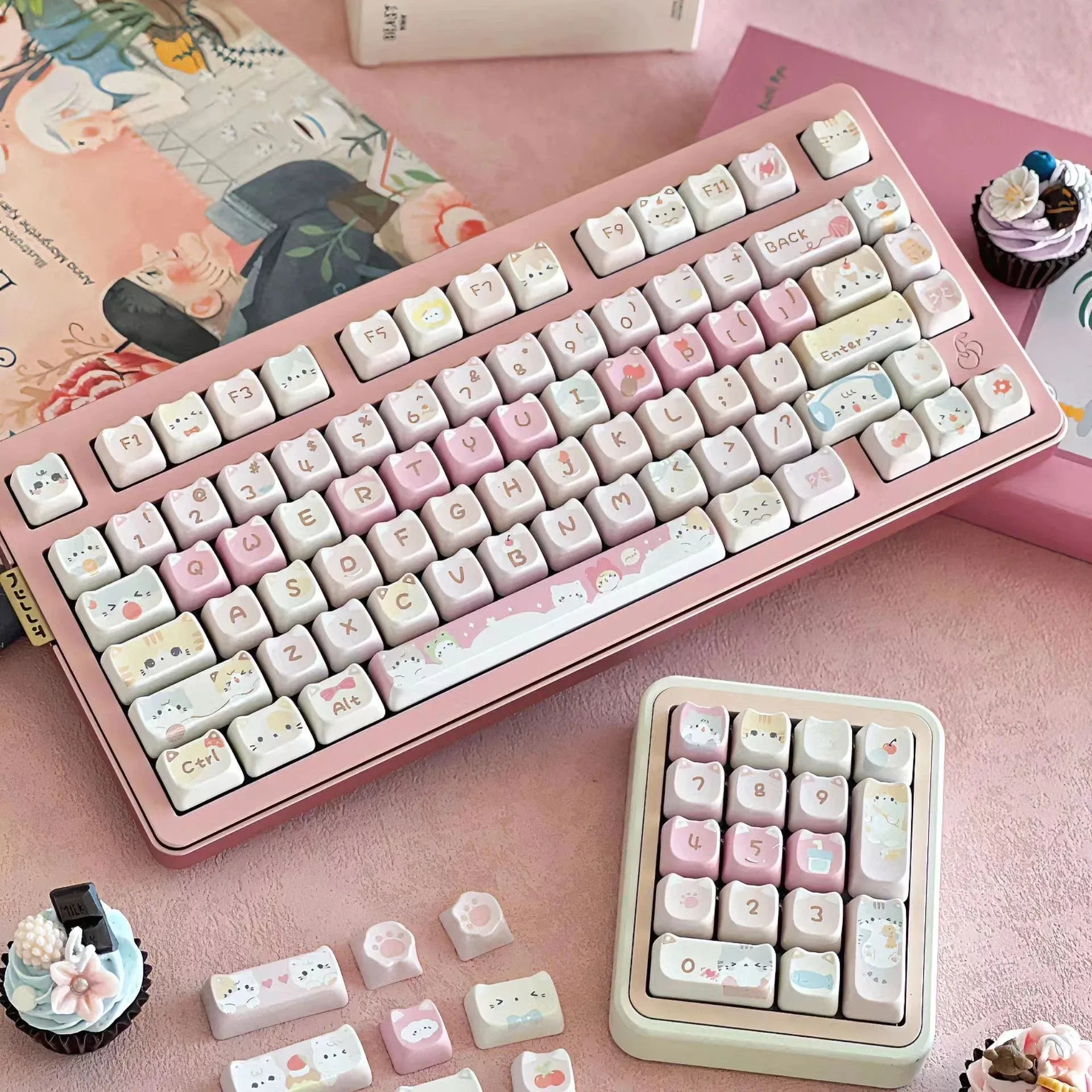 Cute Mocha Mao Cat Shape 108 KEYCAPS