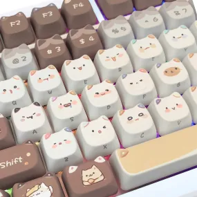 Cute Mocha Mao Cat Shape 108 KEYCAPS