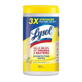 Disinfectant Lysol Wipes 80pk, Lemon Scent (6/case)