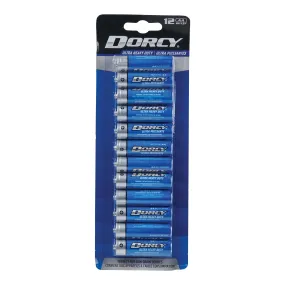 Dorcy Ultra Heavy Duty AA Batteries, Blue, 12-Pack