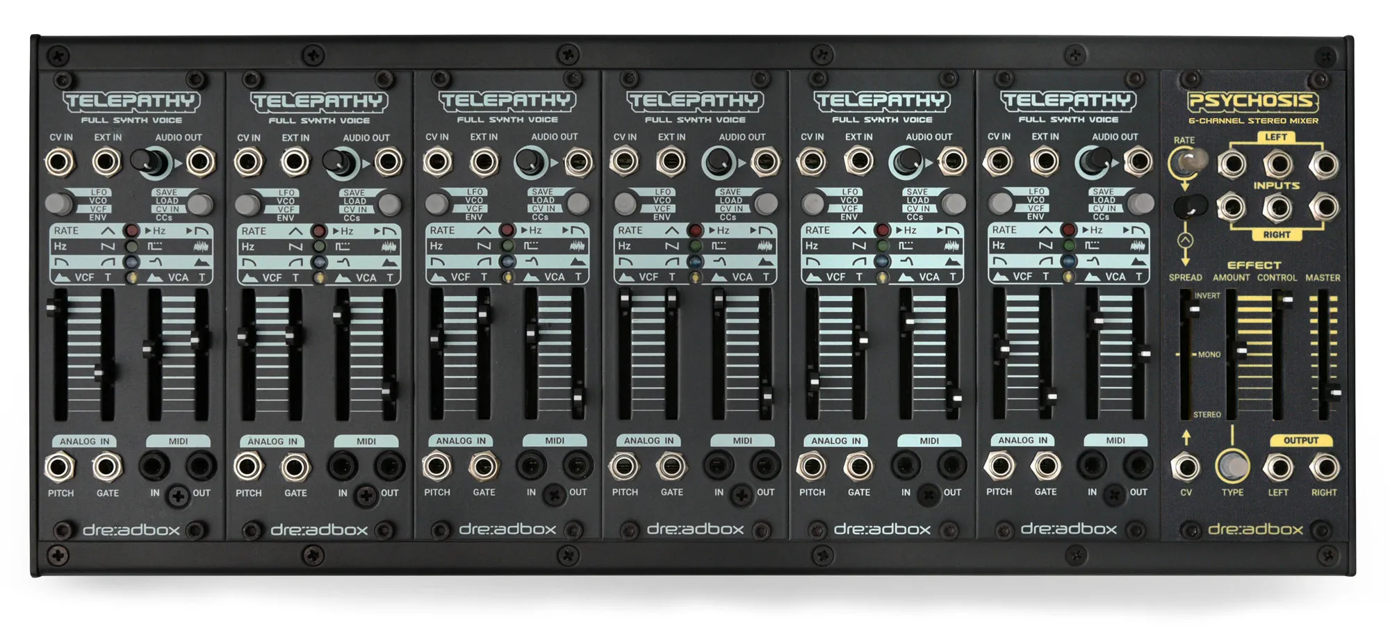 Dreadbox Telepathy Bundle w/ Psychosis Mixer - 70HP Modular 6-Voice Poly-Synth 🧠