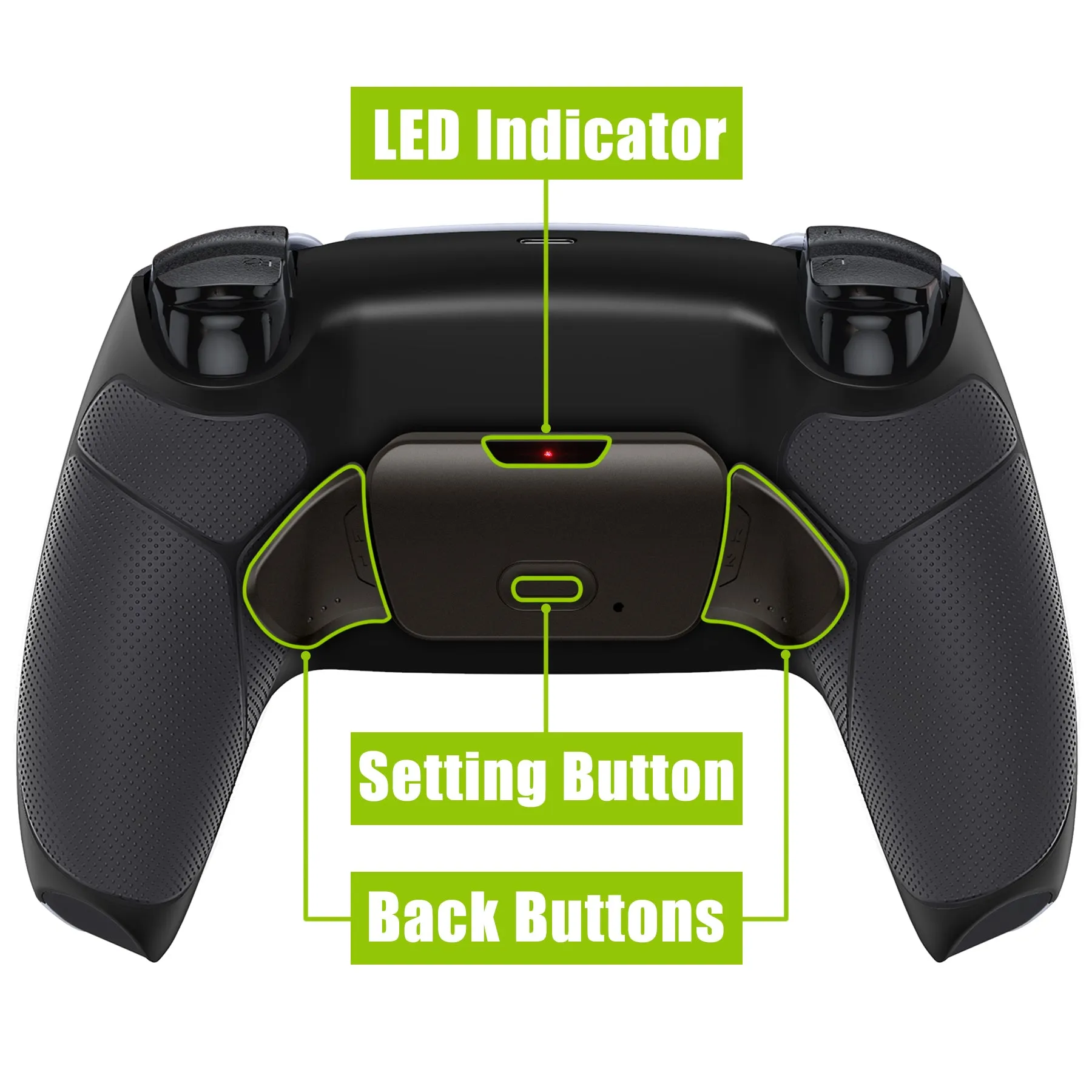 eXtremeRate Black Real Metal Buttons (RMB) Version RISE 2.0 Remap Kit for PS5 Controller BDM-010/020 - Rubberized Black - XPFJ7005