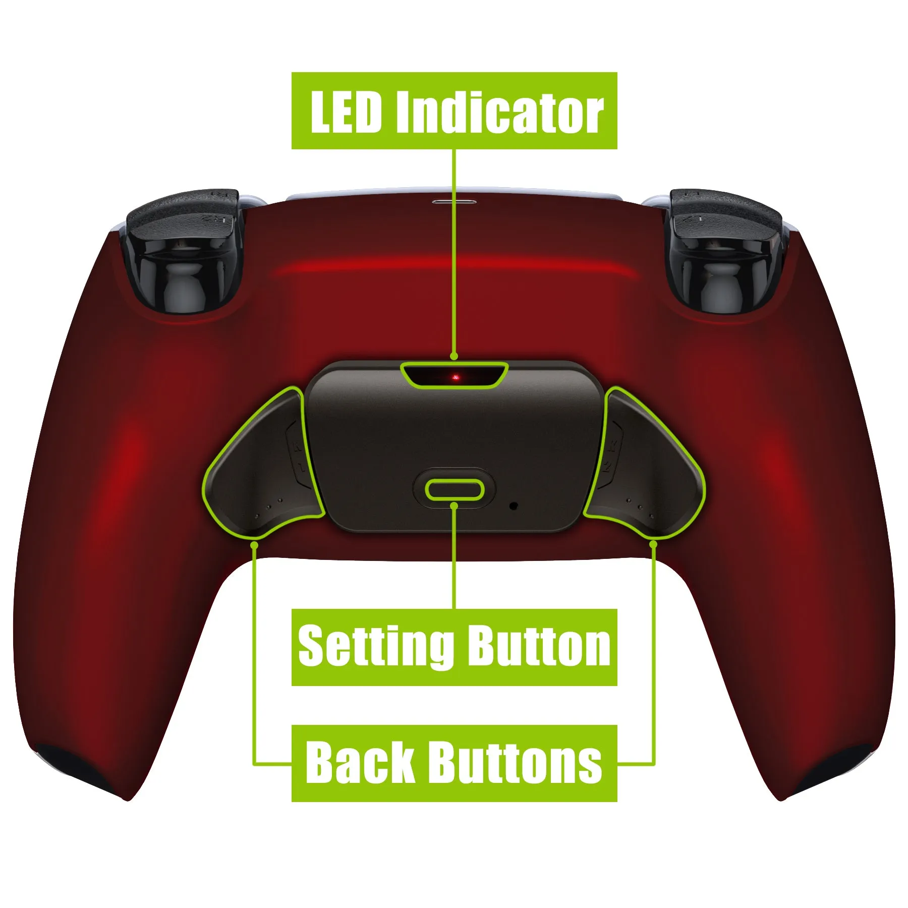 eXtremeRate Black Real Metal Buttons (RMB) Version RISE 2.0 Remap Kit for PS5 Controller BDM-010/020 - Scarlet Red - XPFJ7004