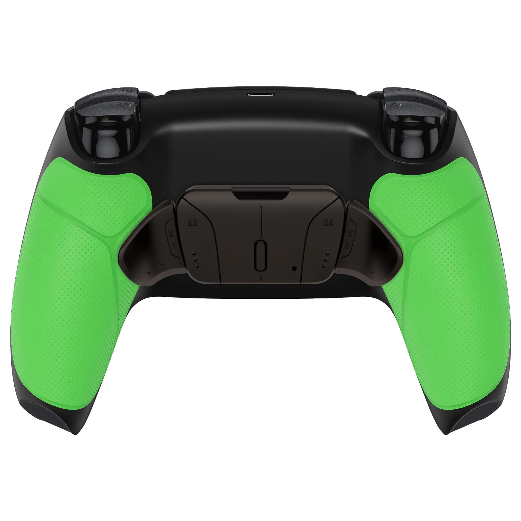 eXtremeRate Black Real Metal Buttons (RMB) Version RISE4 Remap Kit for PS5 Controller BDM-010/020 - Rubberized Green - YPFJ7003