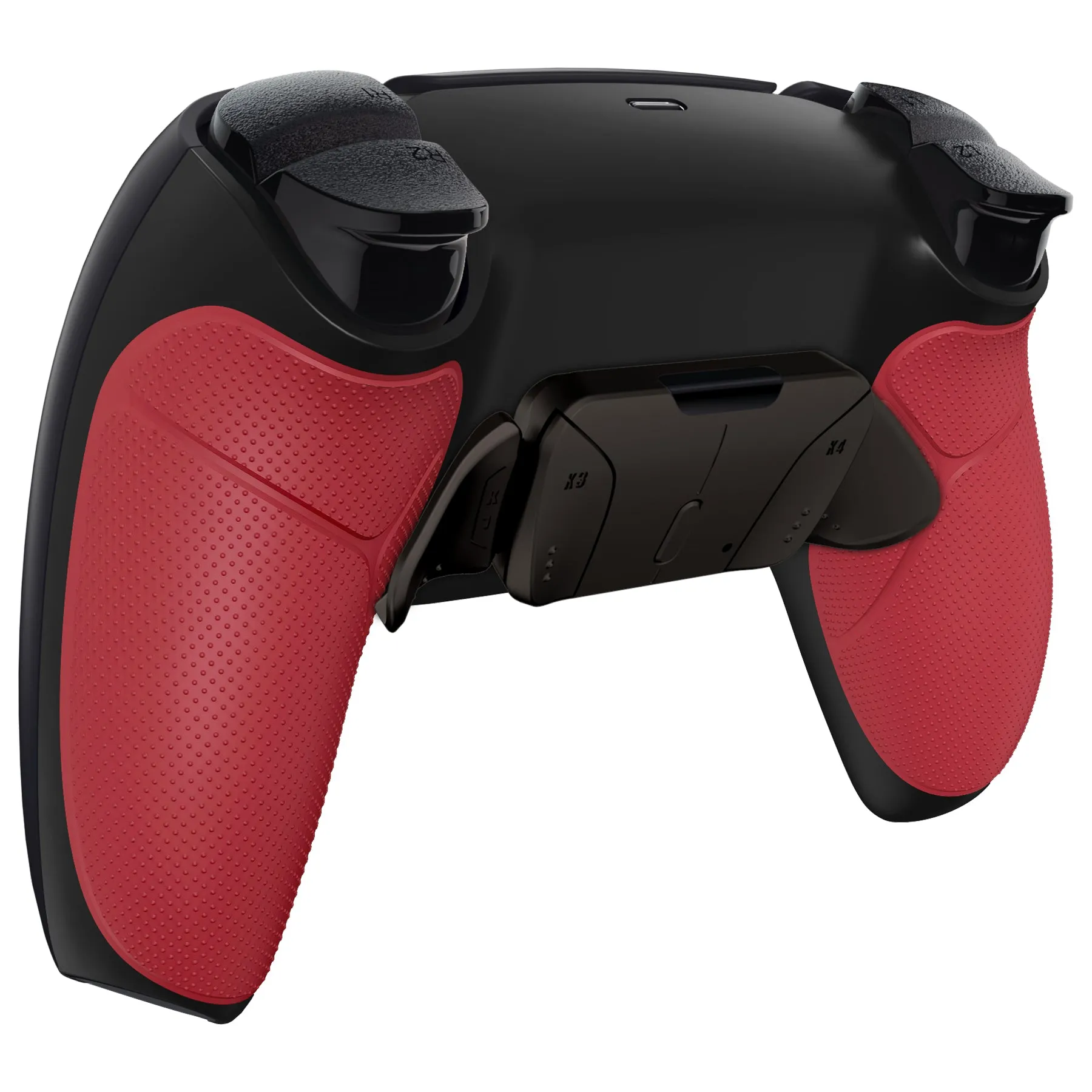 eXtremeRate Black Real Metal Buttons (RMB) Version RISE4 Remap Kit for PS5 Controller BDM-010/020 - Rubberized Red - YPFJ7004