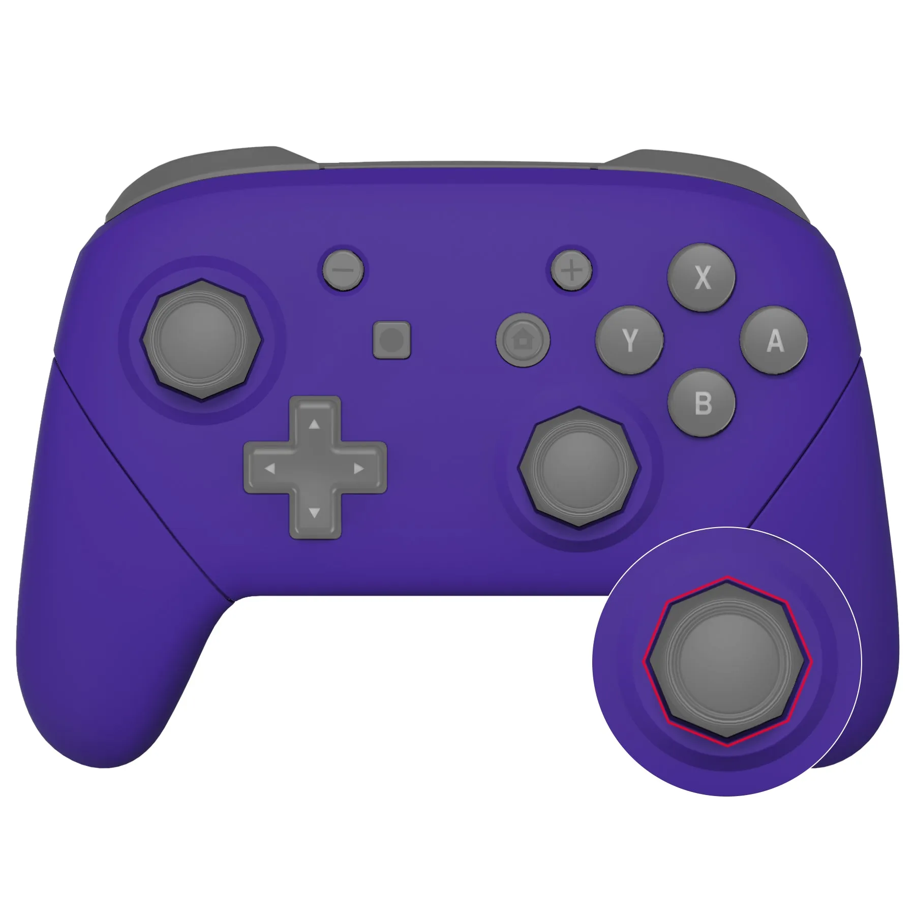 eXtremeRate Purple Faceplate Backplate Handles Cover, Octagonal Gated Sticks Design DIY Replacement Grip Housing Shell for NS Switch Pro Controller - Controller NOT Included - FRE613