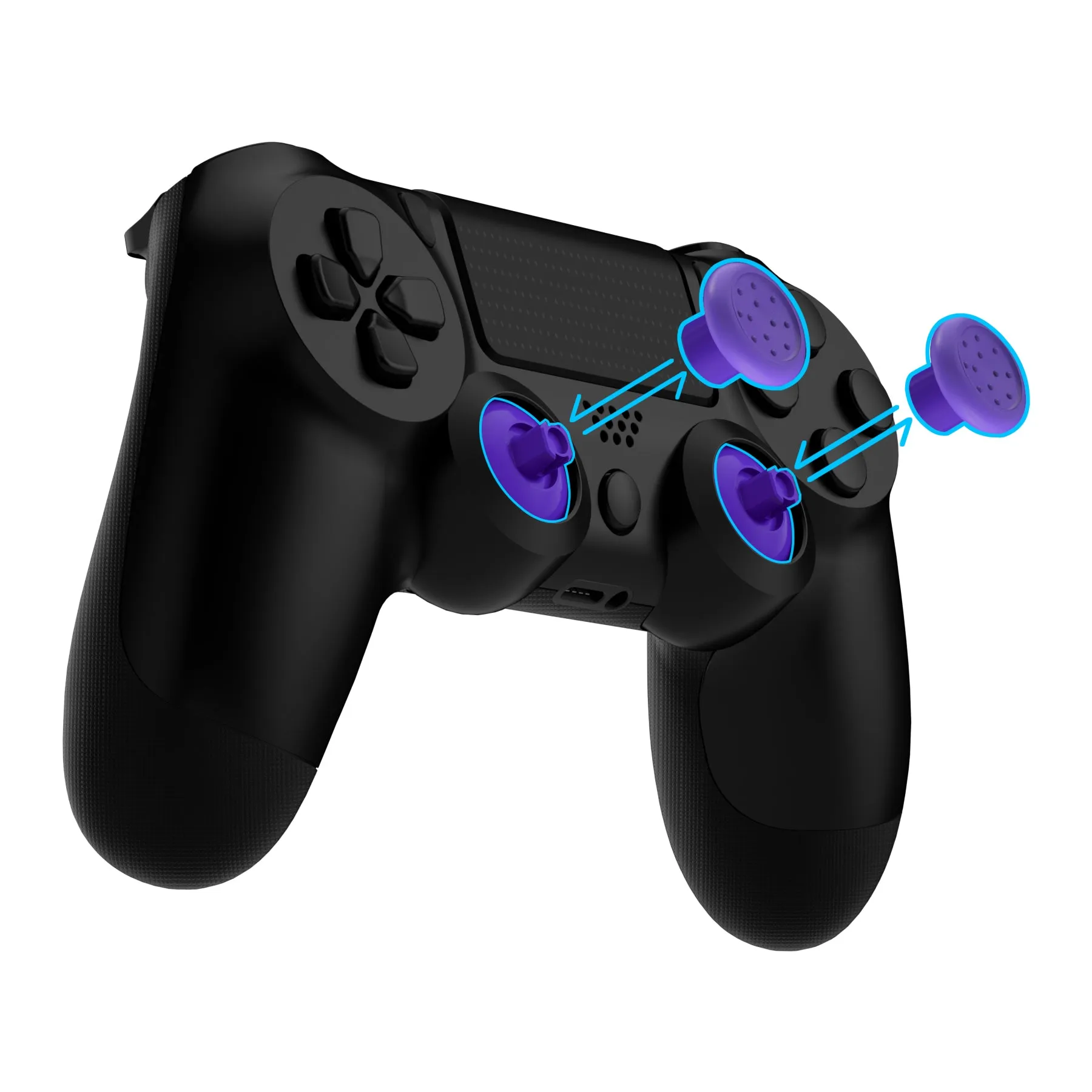 eXtremeRate Purple ThumbsGear Interchangeable Ergonomic Thumbstick for PS5 Controller, for PS4 All Model Controller - 3 Height Domed and Concave Grips Adjustable Joystick - P4J1115
