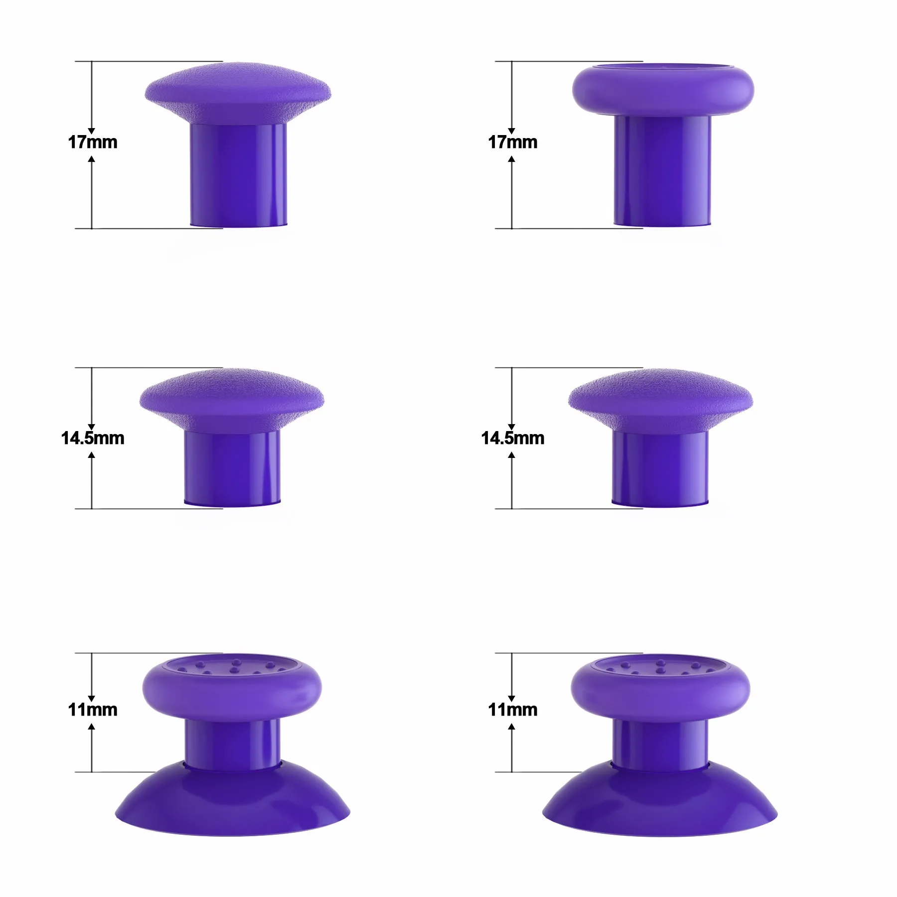 eXtremeRate Purple ThumbsGear Interchangeable Ergonomic Thumbstick for PS5 Controller, for PS4 All Model Controller - 3 Height Domed and Concave Grips Adjustable Joystick - P4J1115