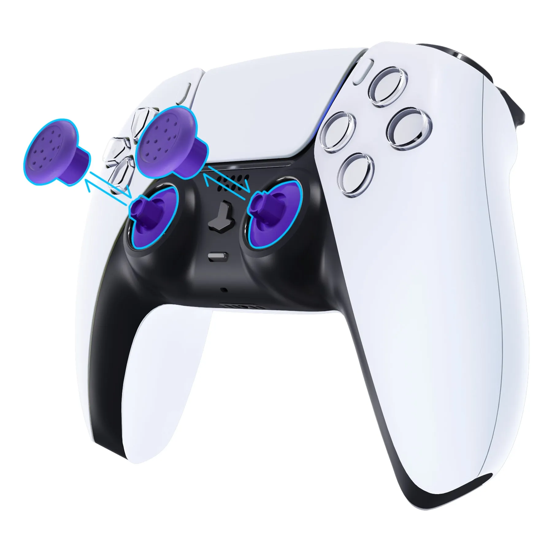 eXtremeRate Purple ThumbsGear Interchangeable Ergonomic Thumbstick for PS5 Controller, for PS4 All Model Controller - 3 Height Domed and Concave Grips Adjustable Joystick - P4J1115