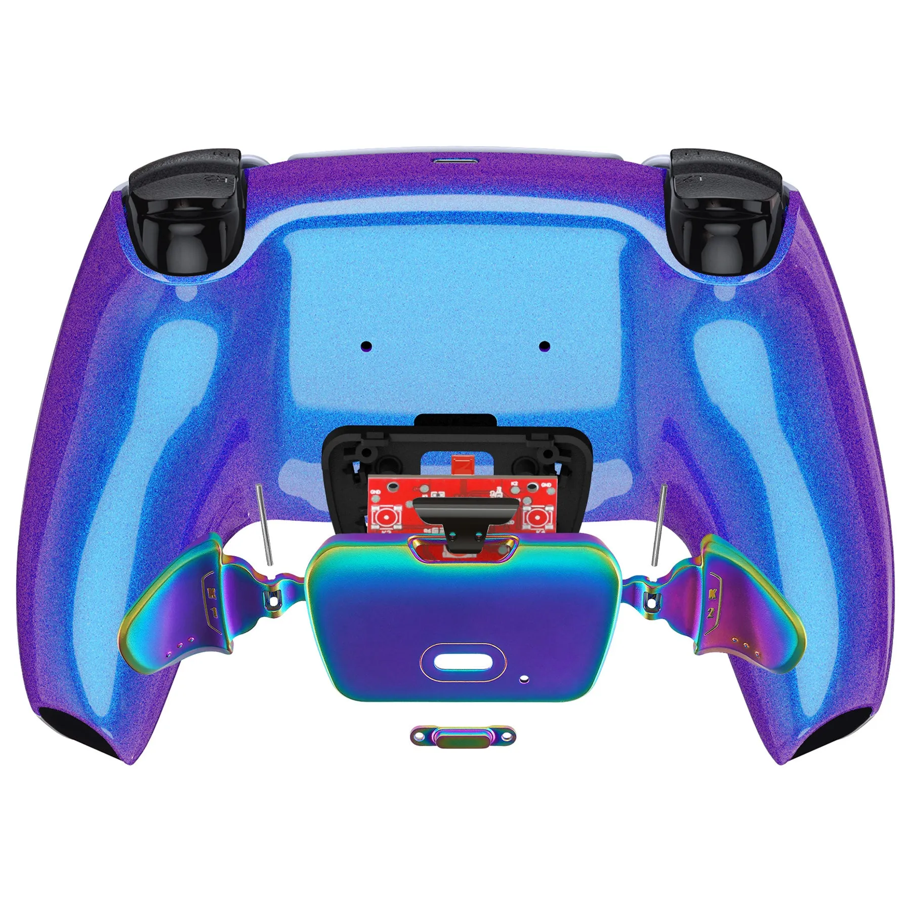 eXtremeRate Rainbow Aura Blue & Purple Real Metal Buttons (RMB) Version RISE 2.0 Remap Kit for PS5 Controller BDM-010/020 - Chameleon Purple Blue - XPFJ7014
