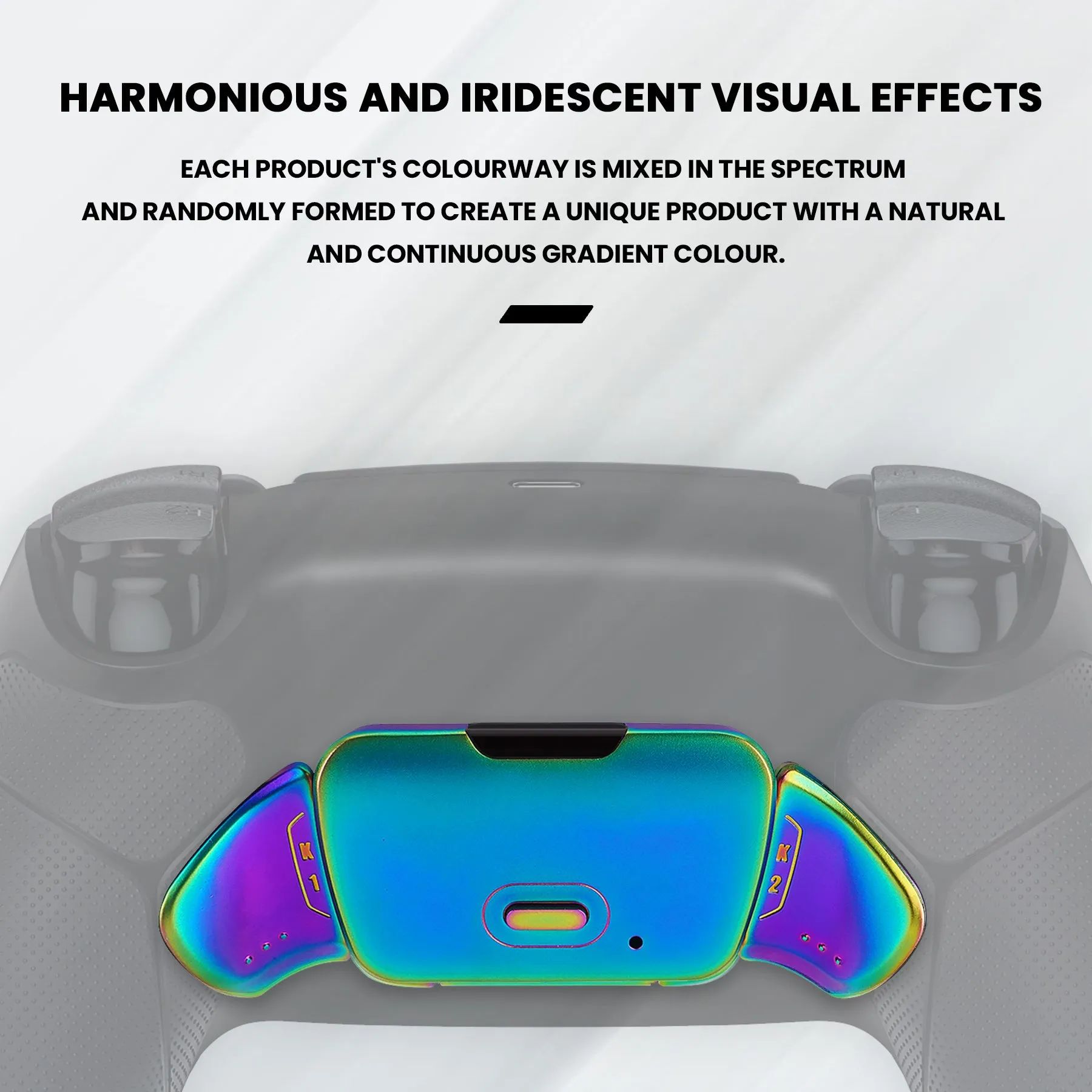 eXtremeRate Rainbow Aura Blue & Purple Real Metal Buttons (RMB) Version RISE 2.0 Remap Kit for PS5 Controller BDM-010/020 - Rubberized New Hope Gray & Classic Gray - XPFJ7013