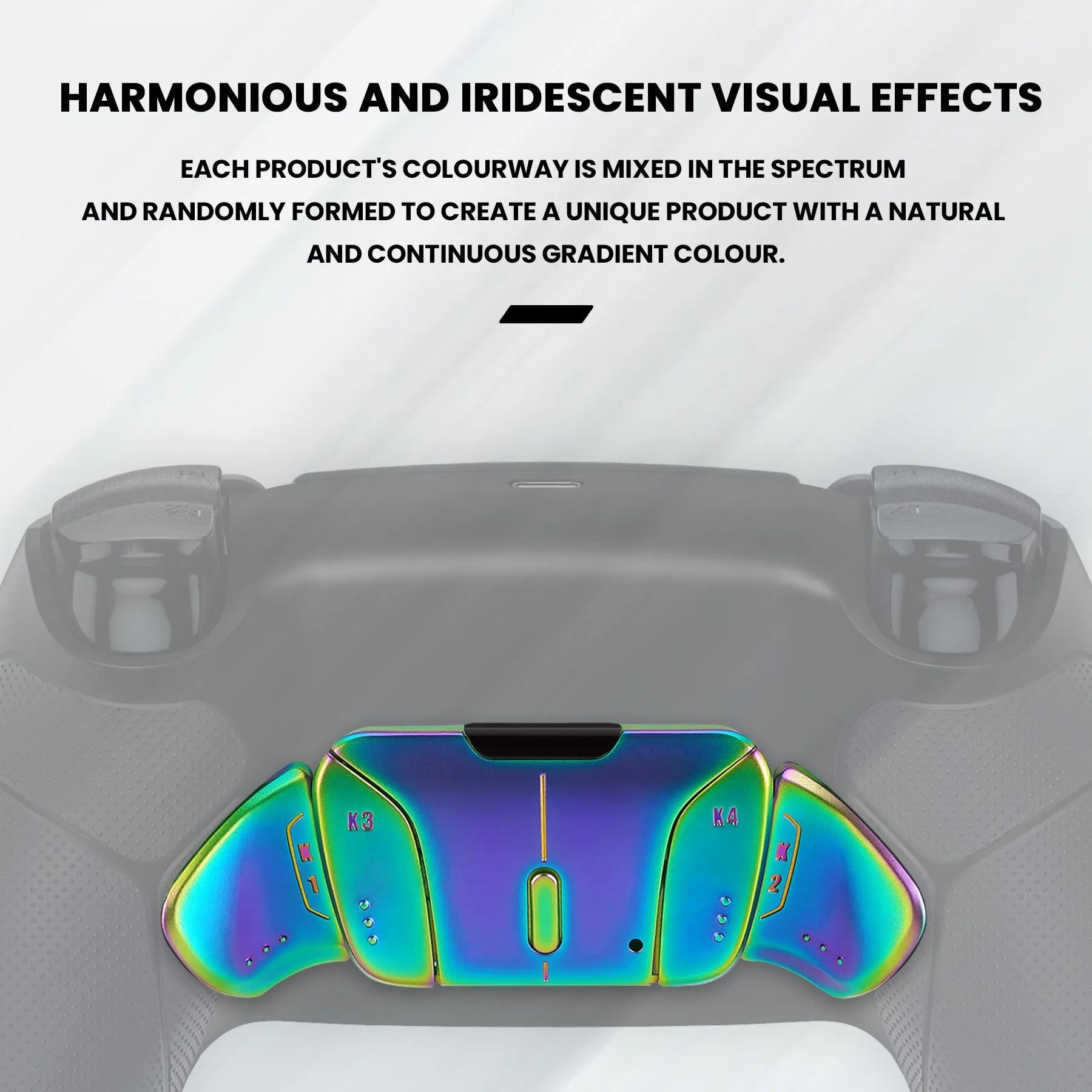 eXtremeRate Rainbow Aura Blue & Purple Real Metal Buttons (RMB) Version RISE4 Remap Kit for PS5 Controller BDM-010/020 - Chameleon Purple Blue - YPFJ7014