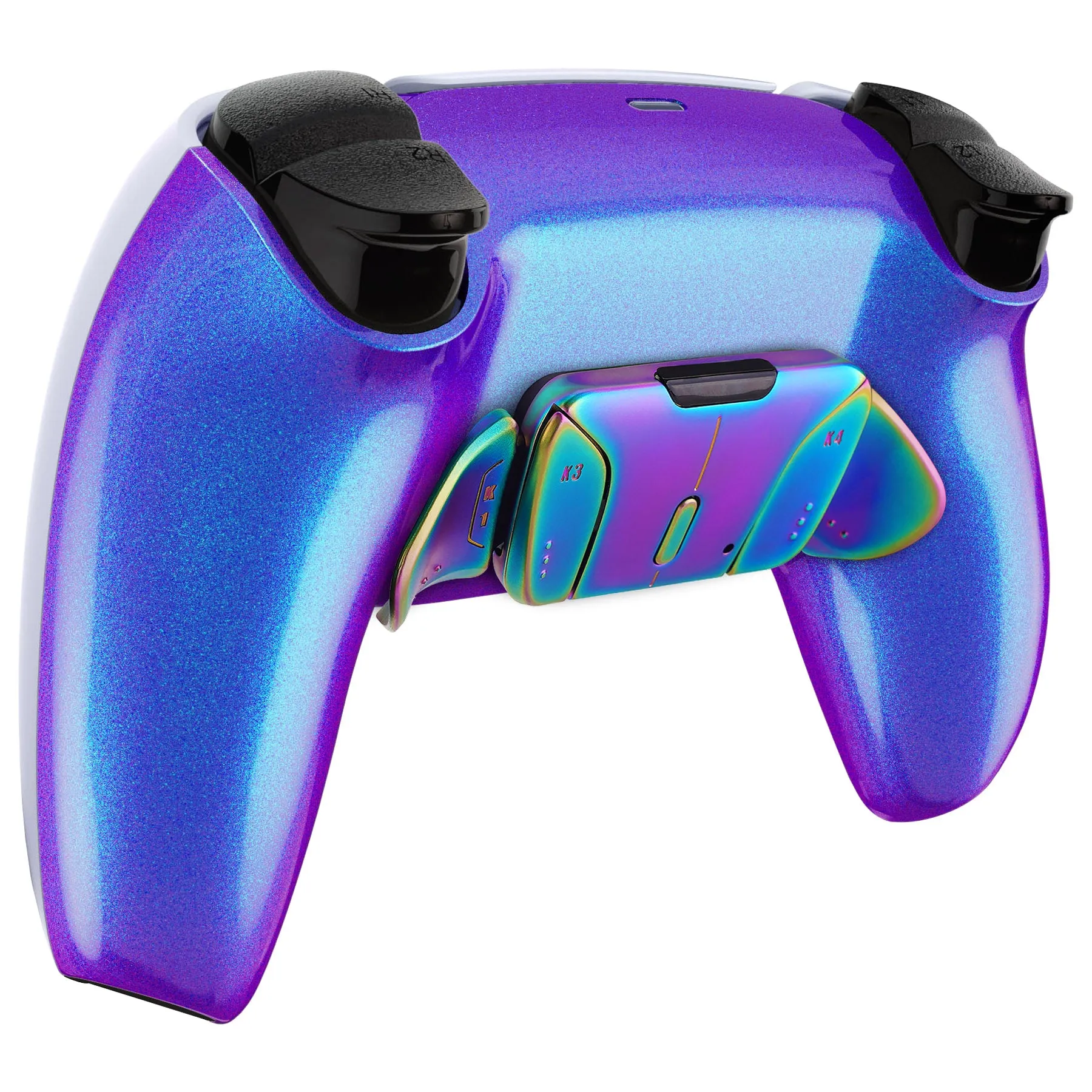 eXtremeRate Rainbow Aura Blue & Purple Real Metal Buttons (RMB) Version RISE4 Remap Kit for PS5 Controller BDM-010/020 - Chameleon Purple Blue - YPFJ7014