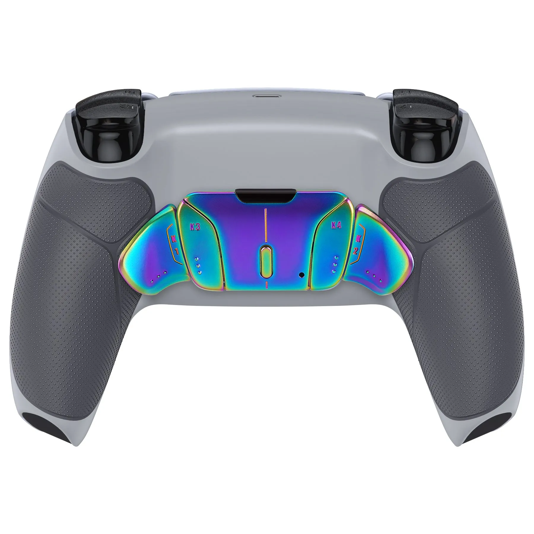 eXtremeRate Rainbow Aura Blue & Purple Real Metal Buttons (RMB) Version RISE4 Remap Kit for PS5 Controller BDM-030/040/050 - Rubberized New Hope Gray & Classic Gray - YPFJ7013G3