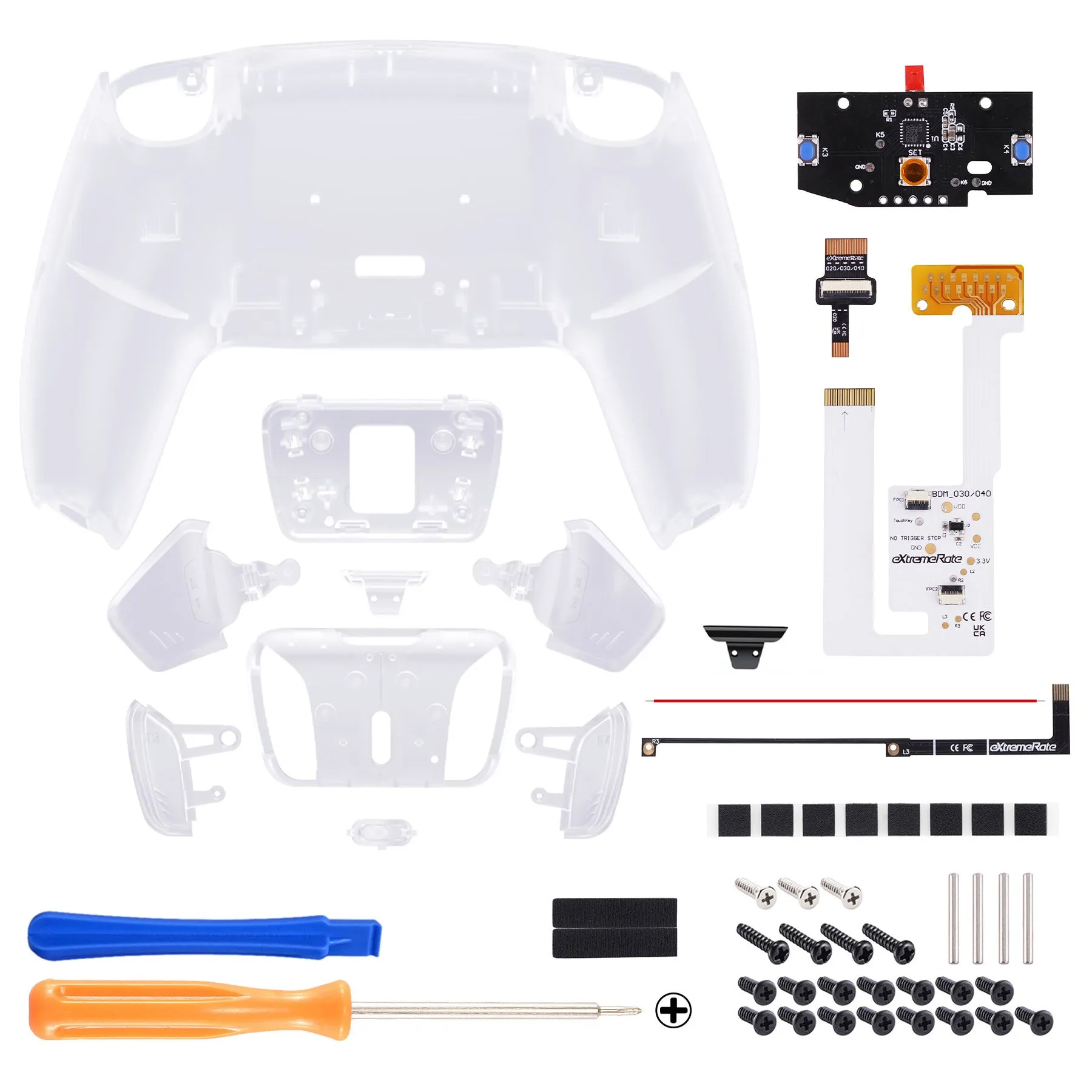 eXtremeRate Remappable RISE4 V3 Remap Kit for PS5 Controller BDM-030/040/050 - Clear - YPFM5001G4