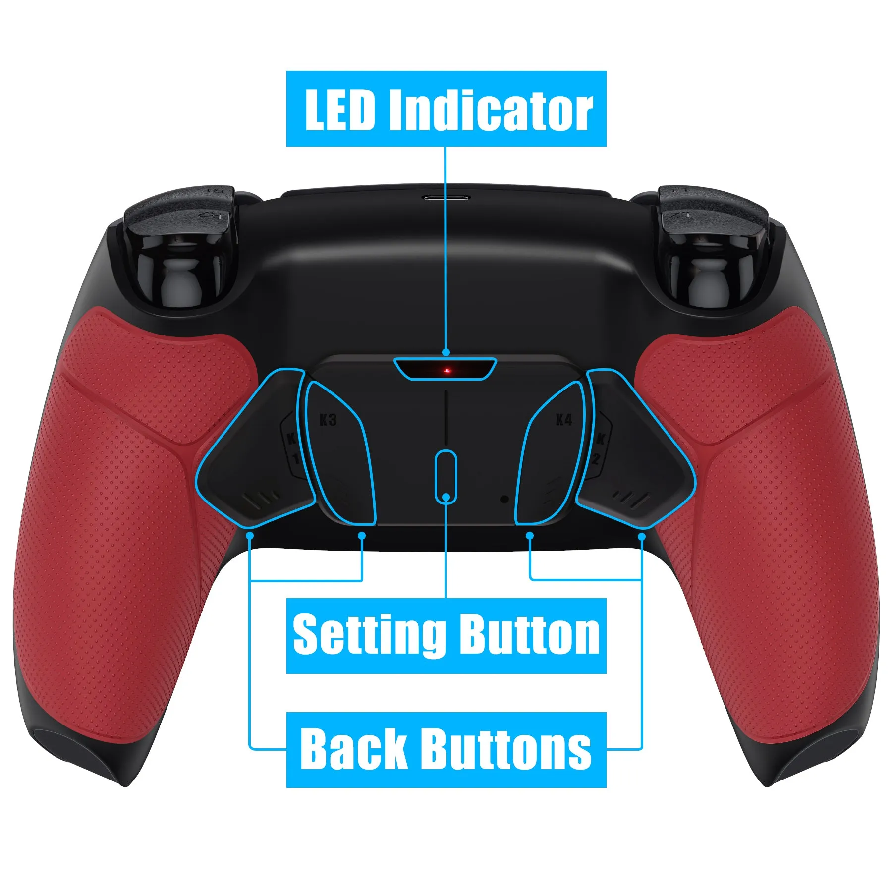 eXtremeRate Remappable RISE4 V3 Remap Kit for PS5 Controller BDM-030/040/050 - Rubberized Red - YPFU6005G4